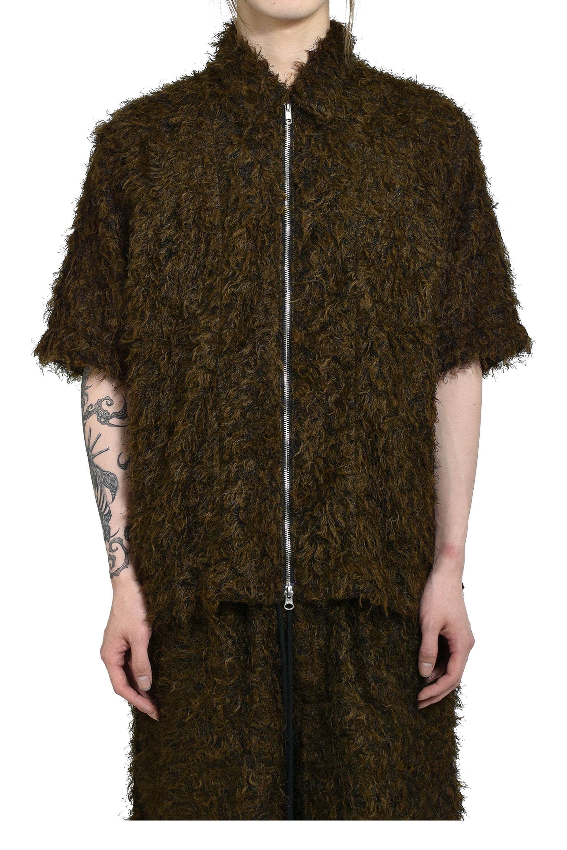 ZIP UP BOX SHIRT / BLK / BRW