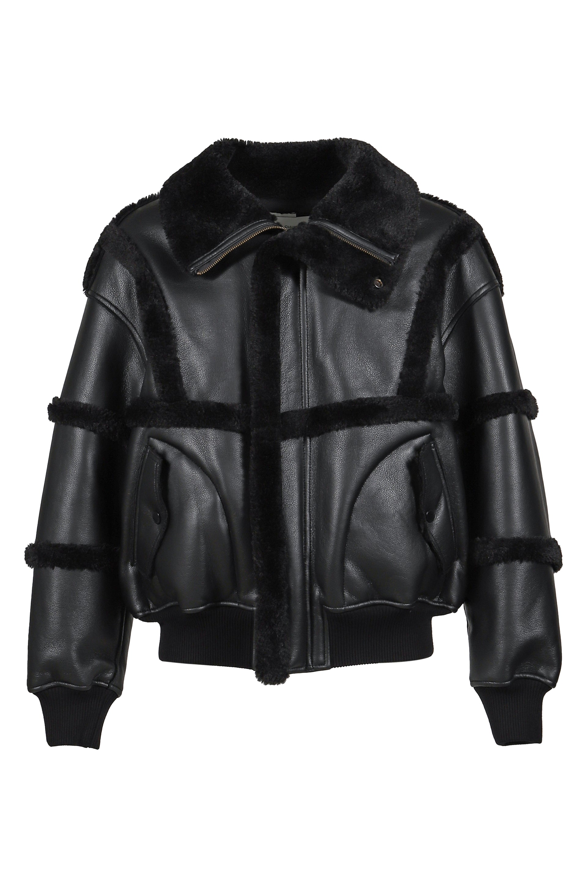 DOUBLE SIDED SHERPA JACKET / BLK