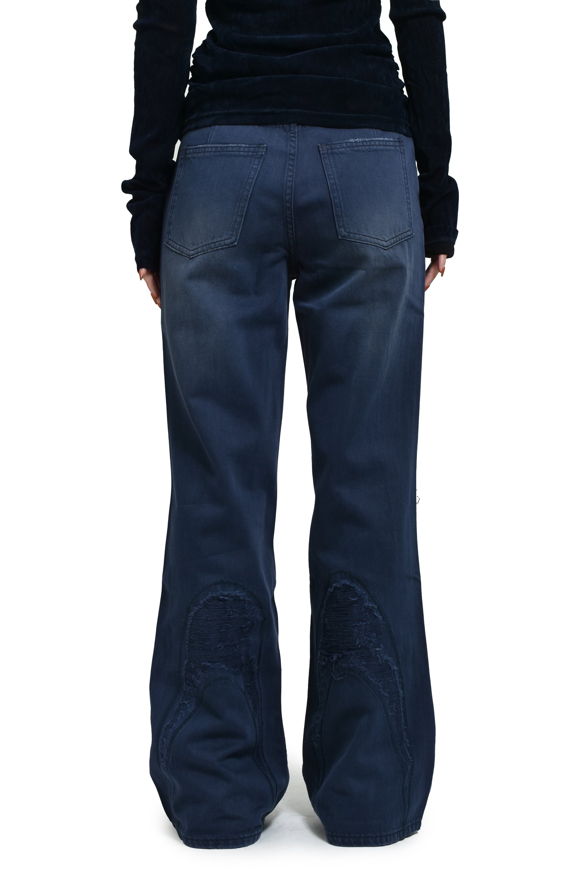 DDISTORTED LOGO NIGHT SKY BLUE DENIM JEANS / BLU