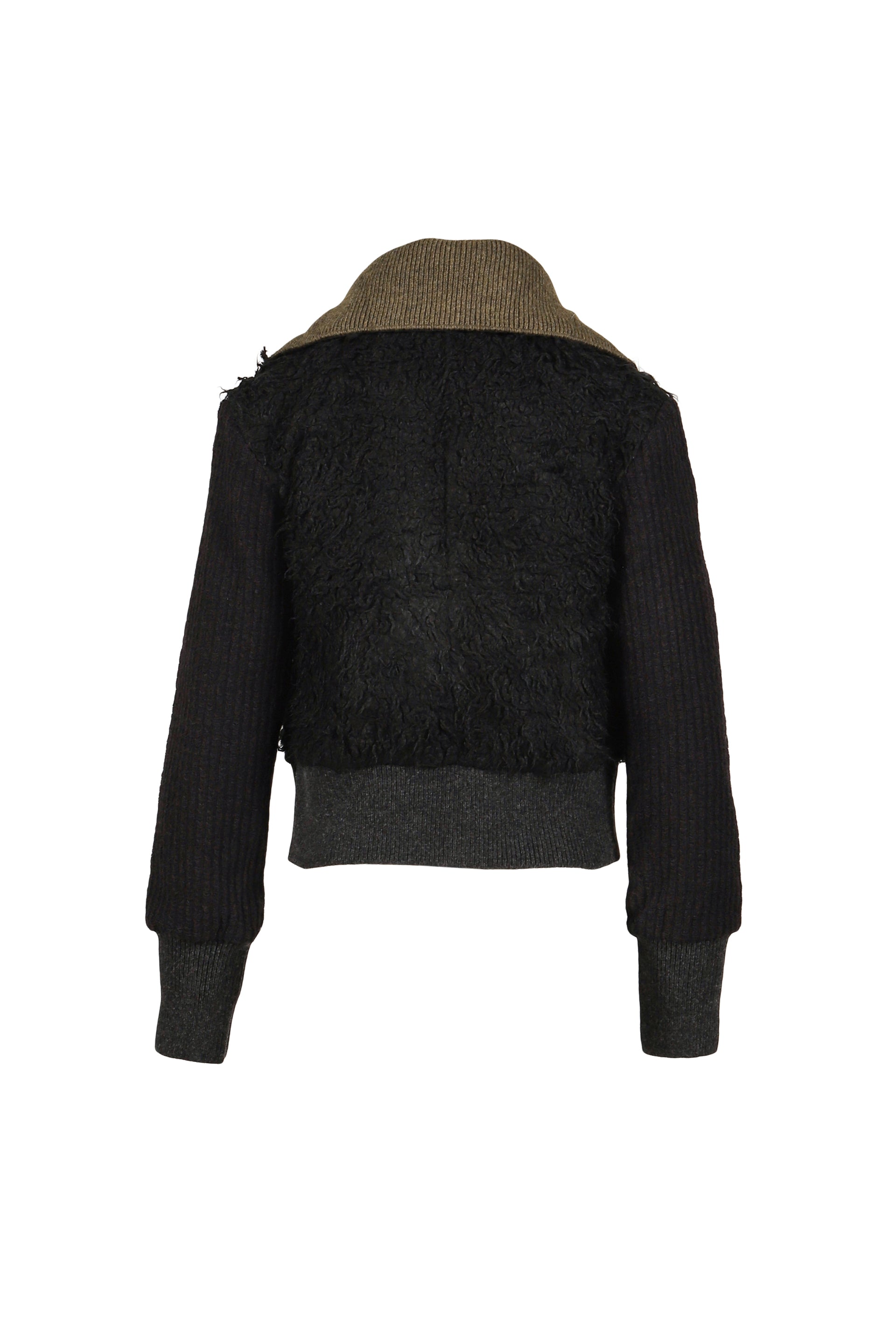 FUR COMBO KNIT TOP / BLK