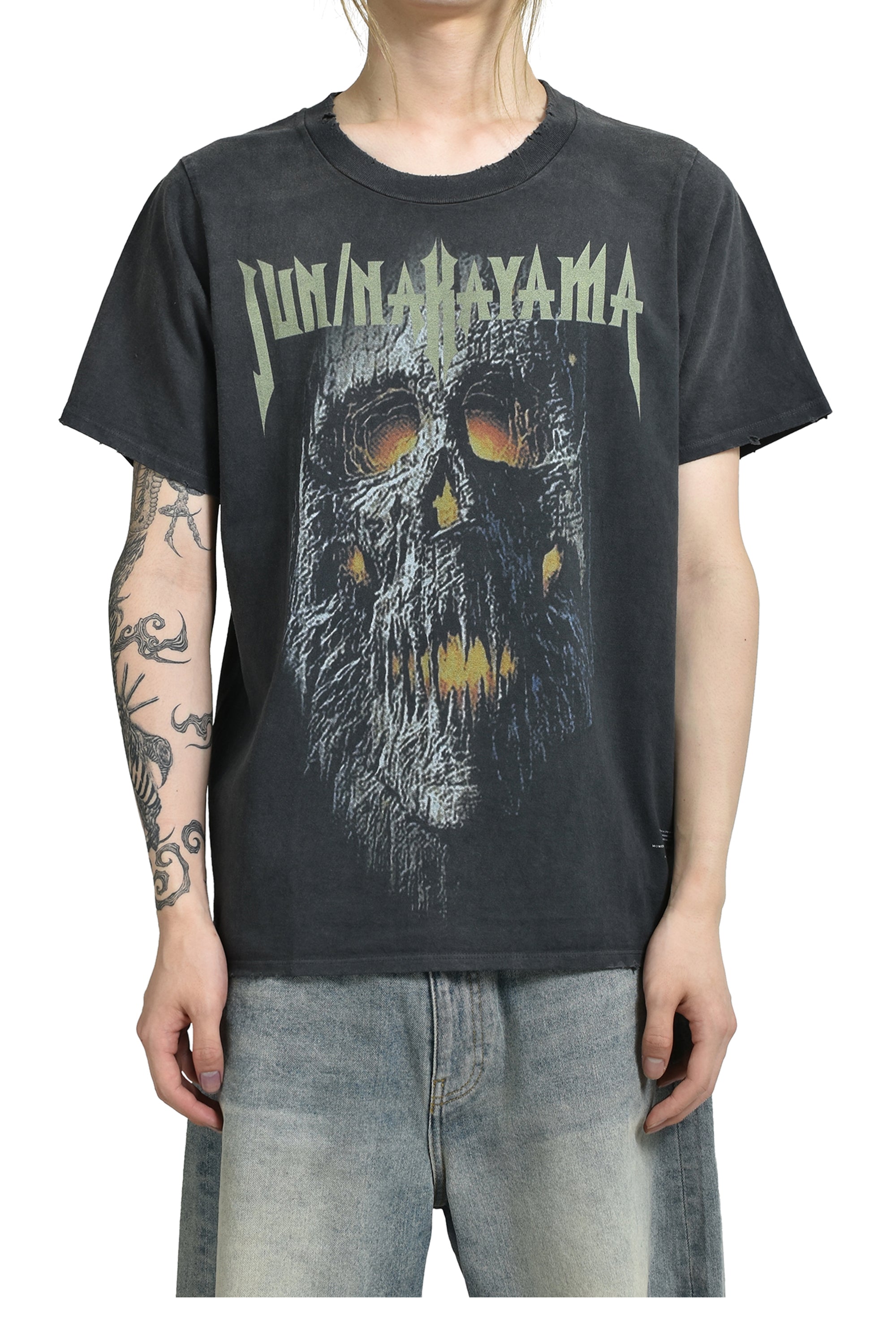 JUN/NAKAYAMA ジュン ナカヤマ SS25 SKULL T-SHIRTS / BLK - NUBIAN