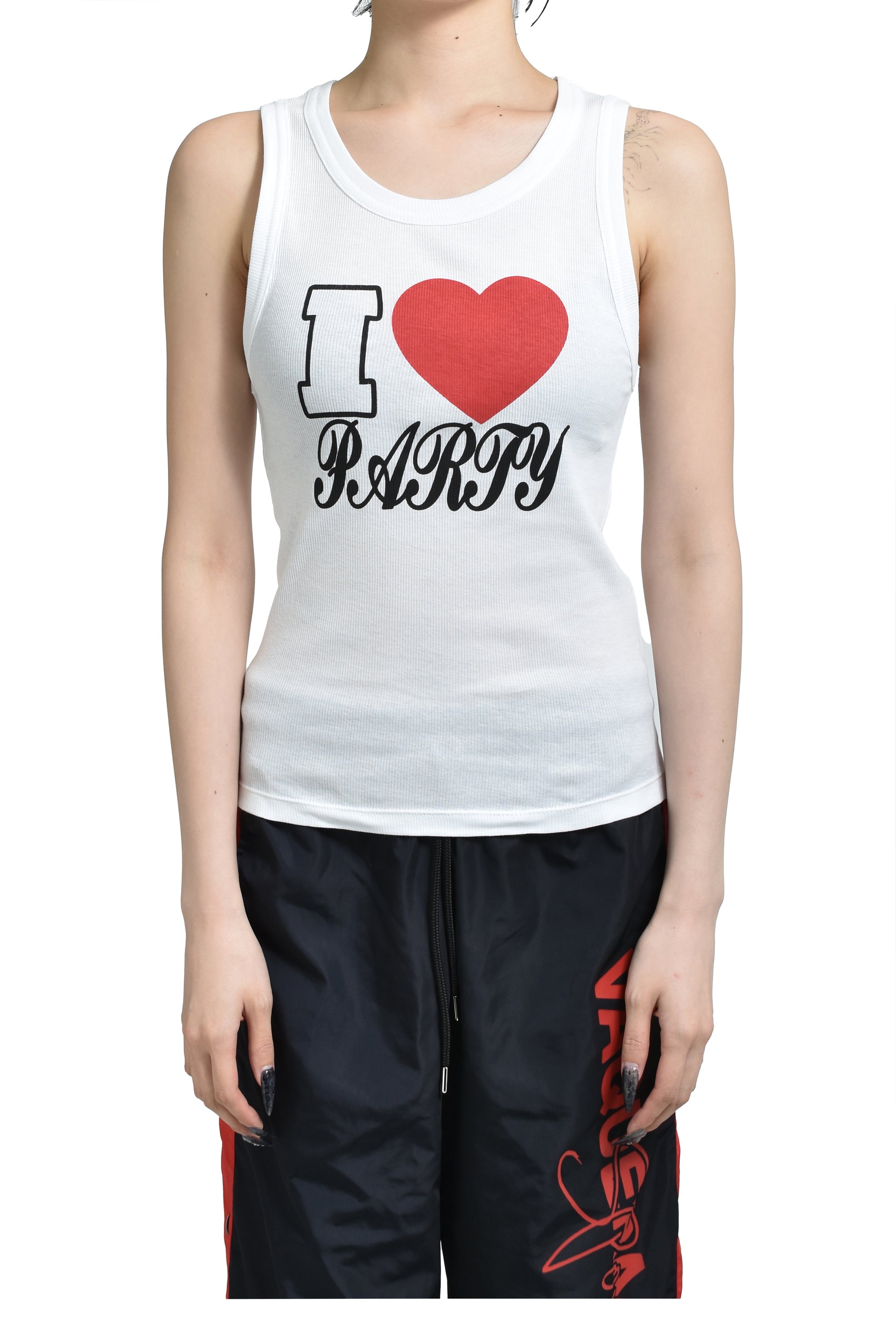 I LOVE PARTY TANK TOP KNIT / WHT