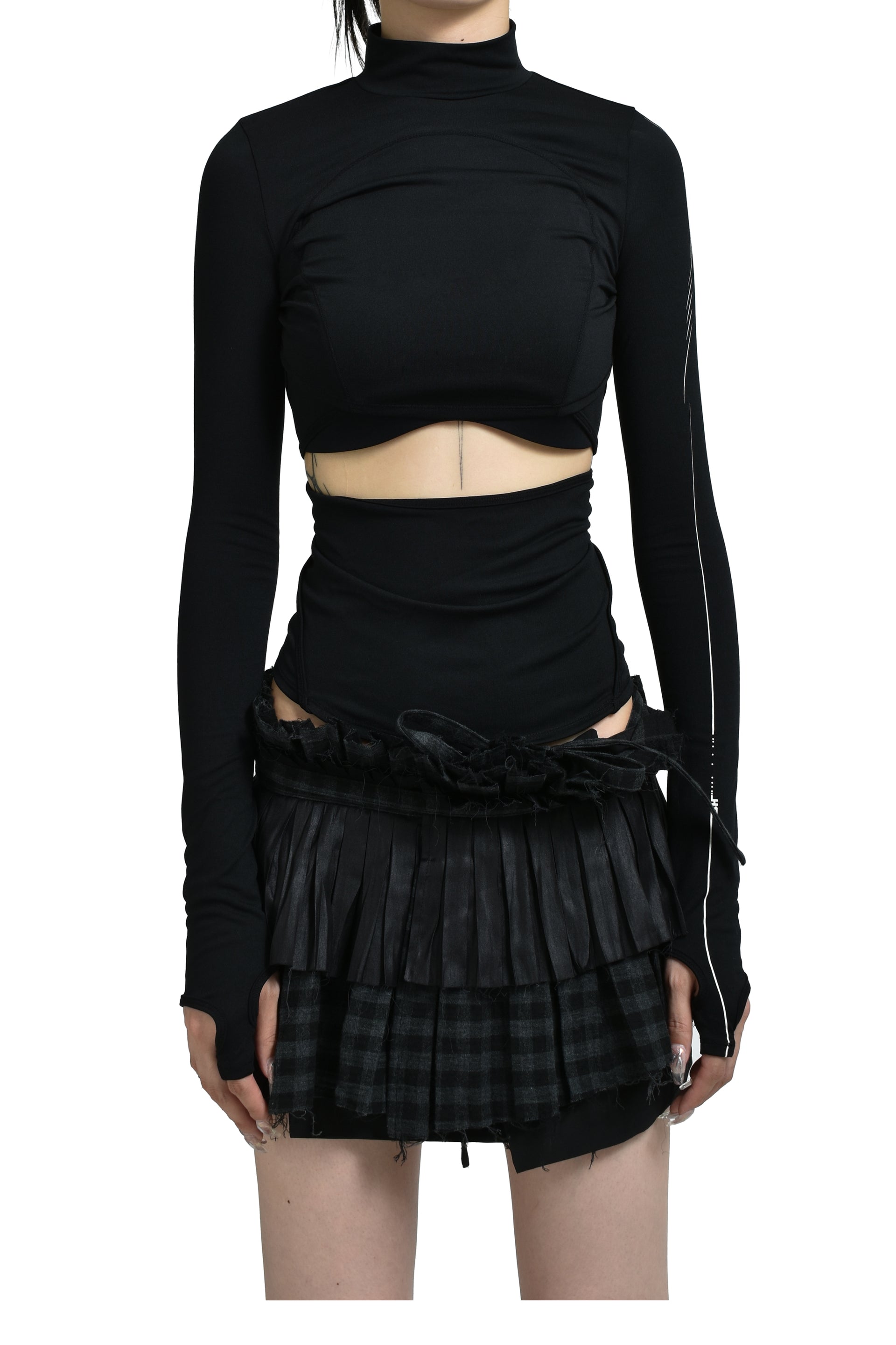 DOUBLE LAYER CROP TOP / BLK