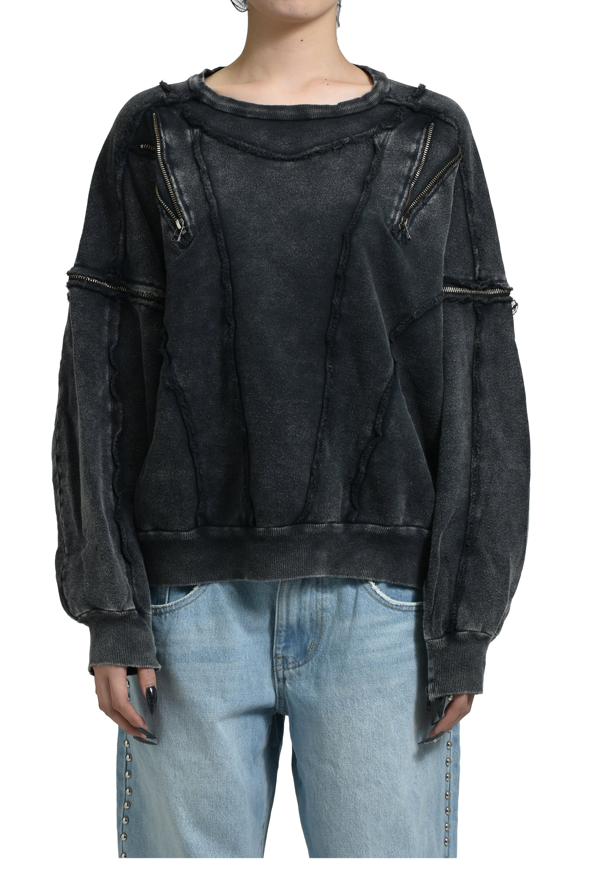 SPLIT SWEAT CREWNECK / BLK