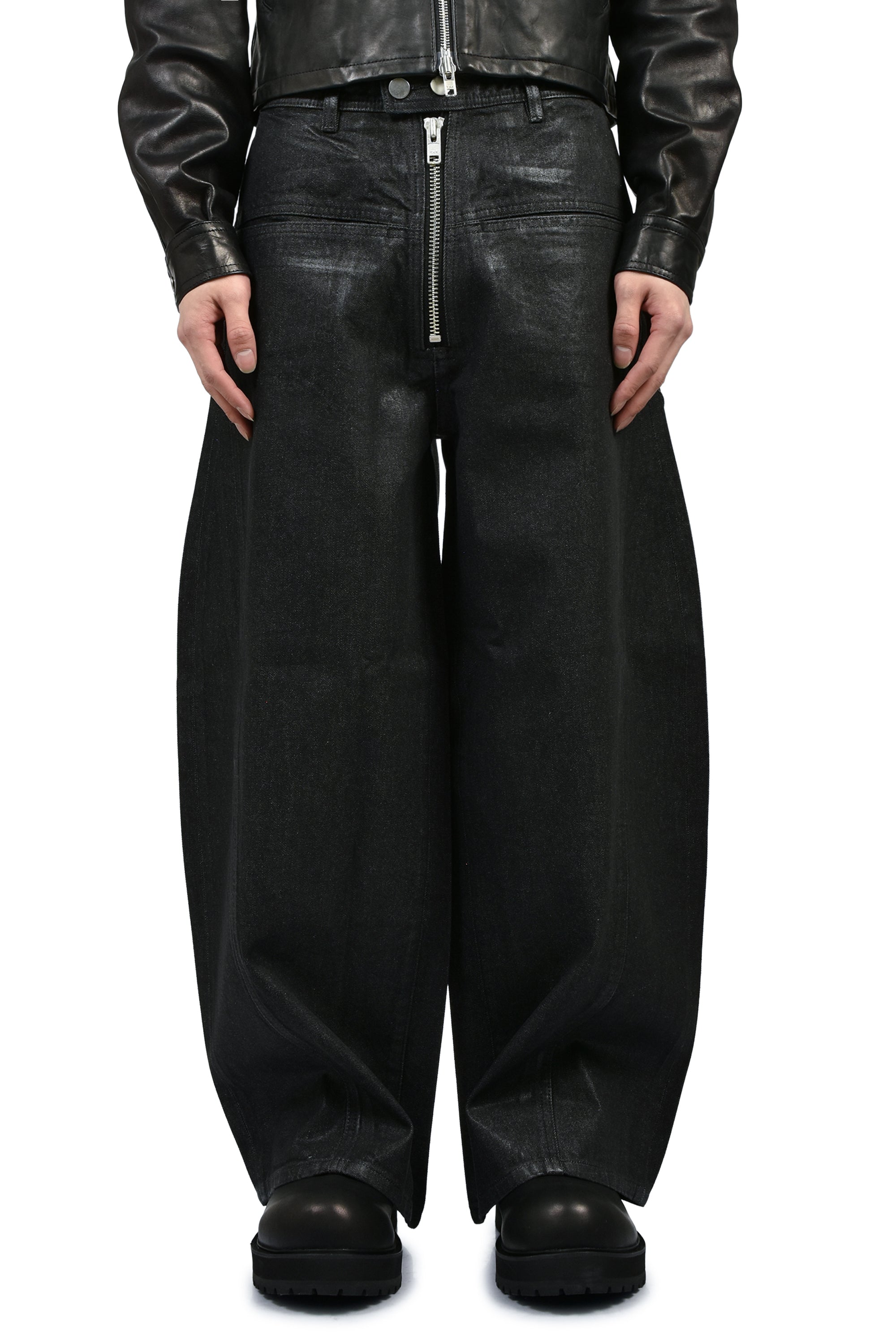 FILTH フィルス SS26 FRONT ZIP BAGGY / WAXED BLK - NUBIAN ヌビアン