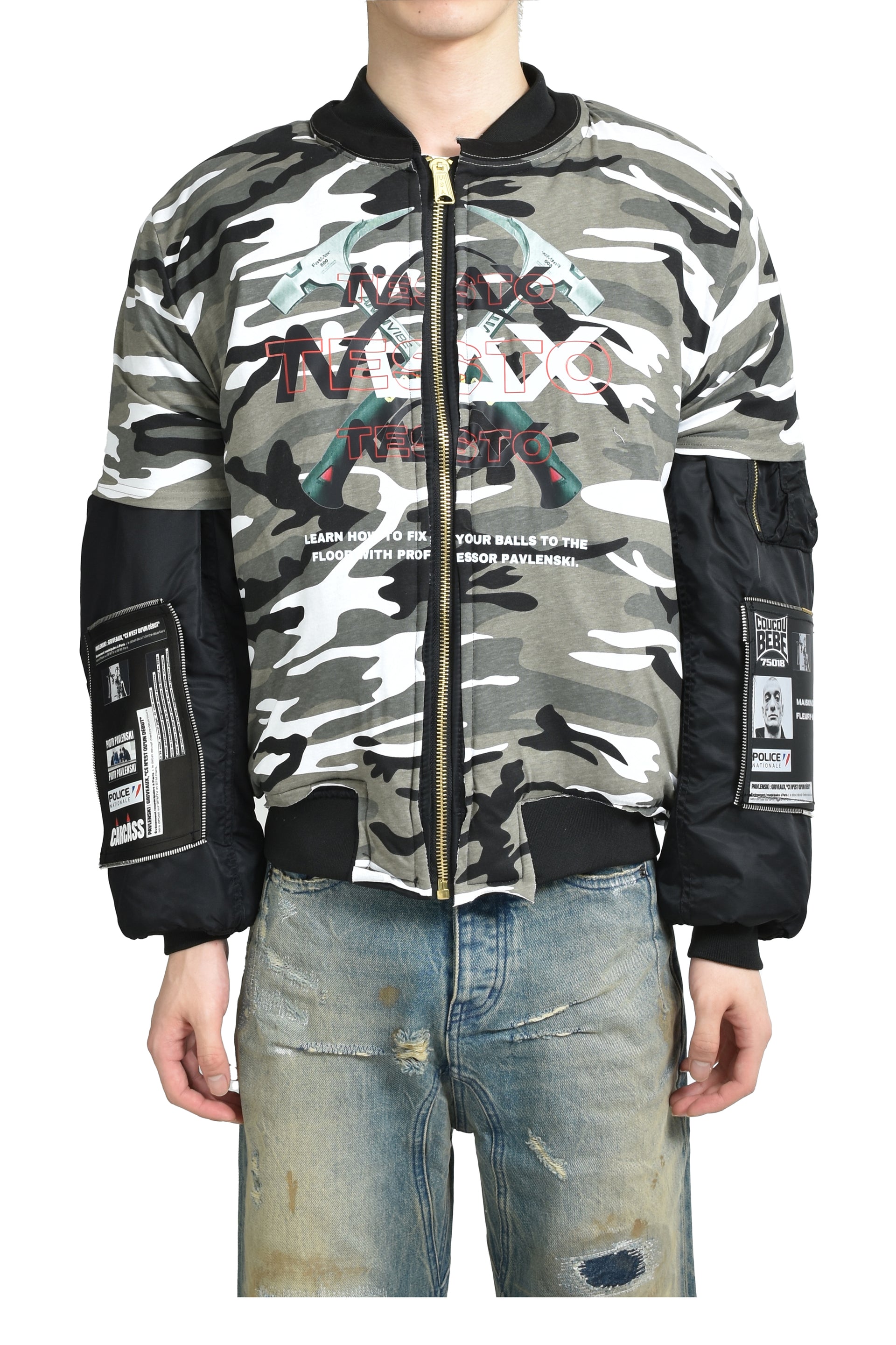 METALLIC TESTO T-SHIRT - BOMBER JACKET / GRY CAMO