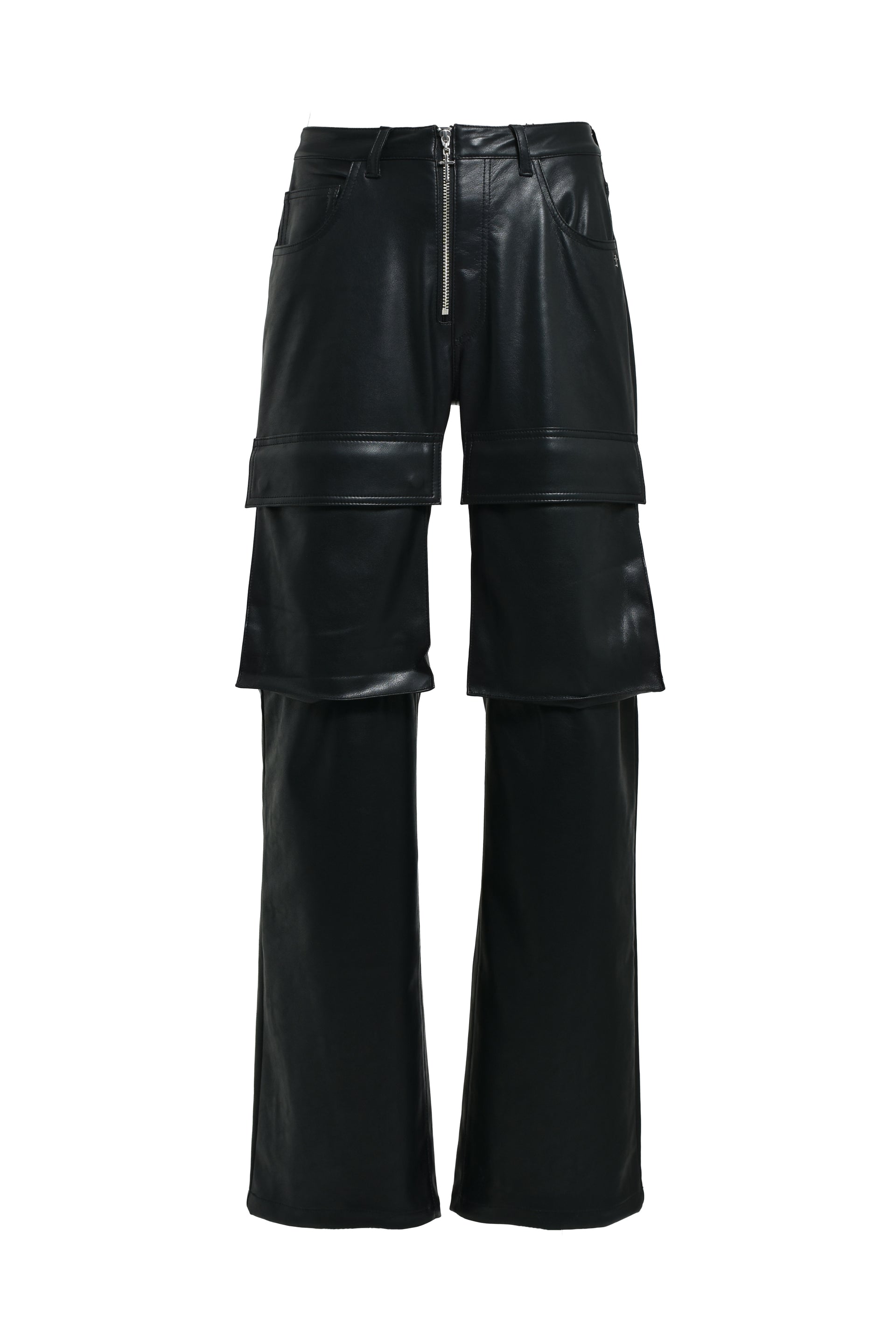 FAUX LEATHER CARGO PANTS V2 / BLK