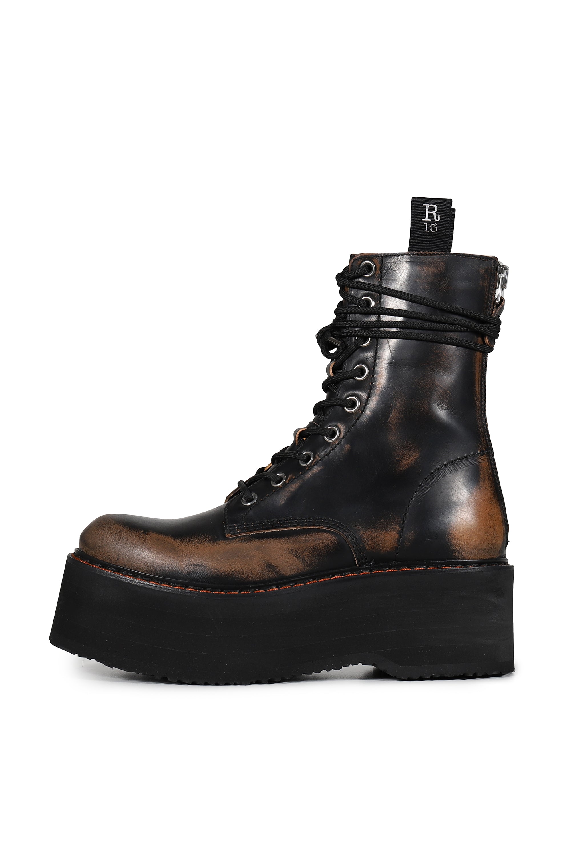 R13 アールサーティーン FW25 DOUBLE STACK LACE-UP BOOTS / REMOVE 