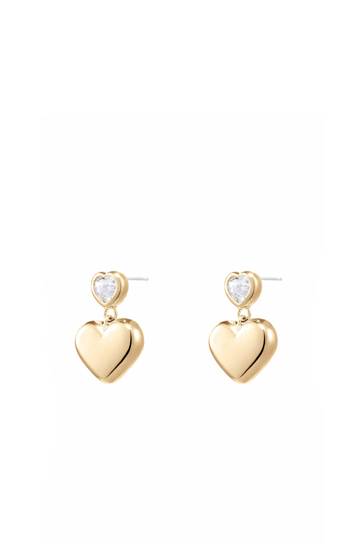 DOUBLE HEART DANGLED EARRINGS / GOLD