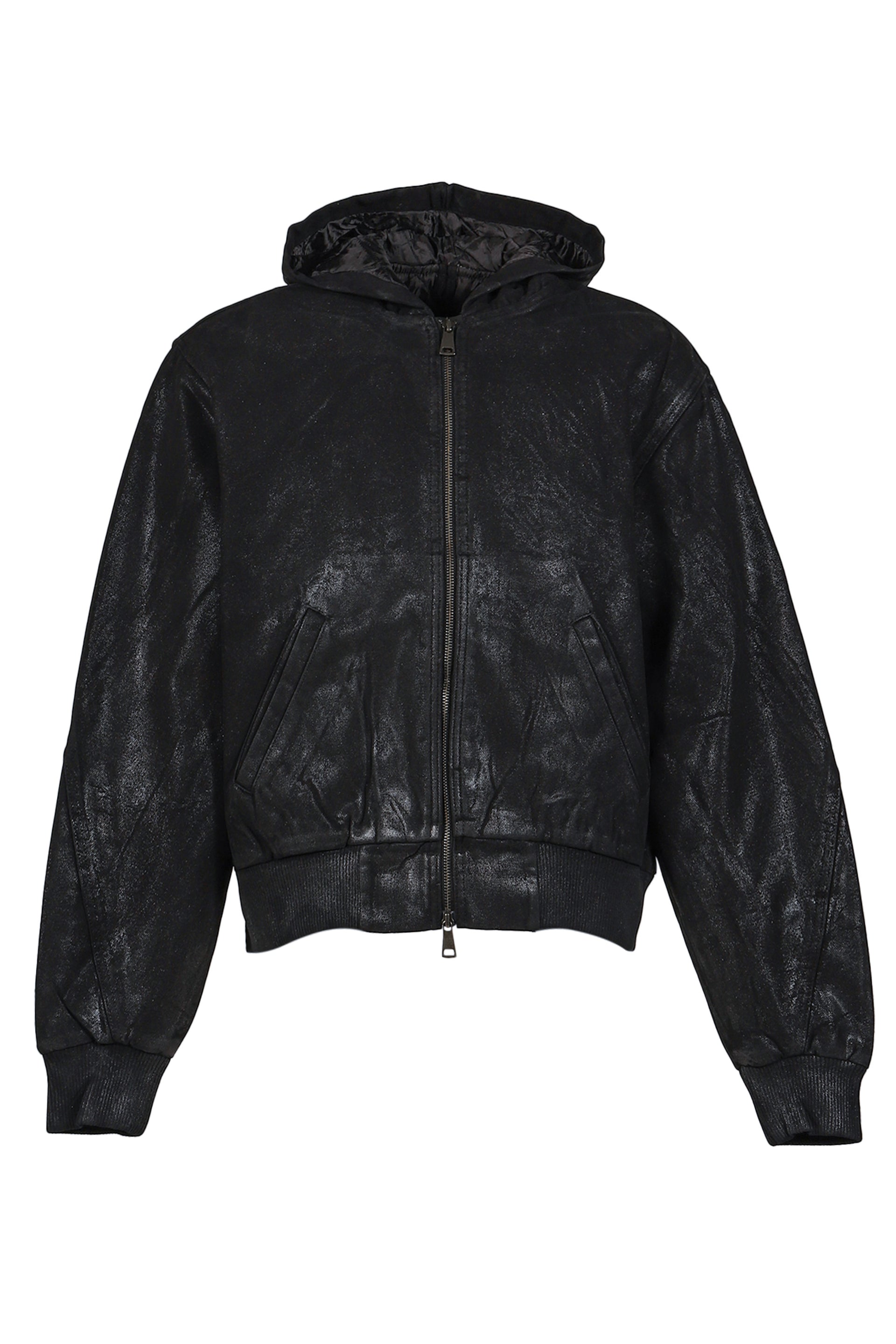 HOODED MECHANIC JACKET / WAXED BLK