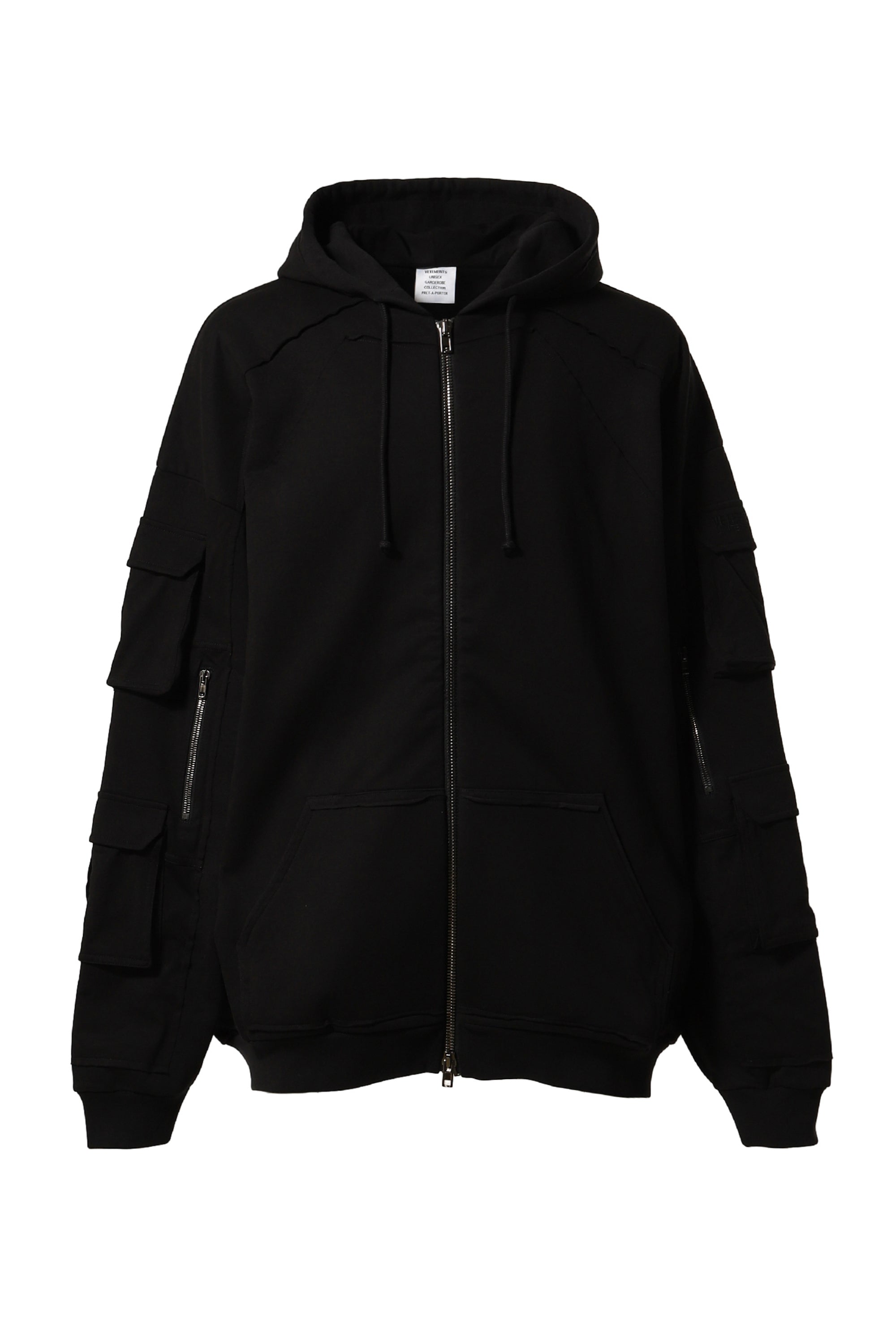 VETEMENTS ヴェトモン SS24 BLACKOUT CARGO ZIPUP HOODIE / BLK NUBIAN