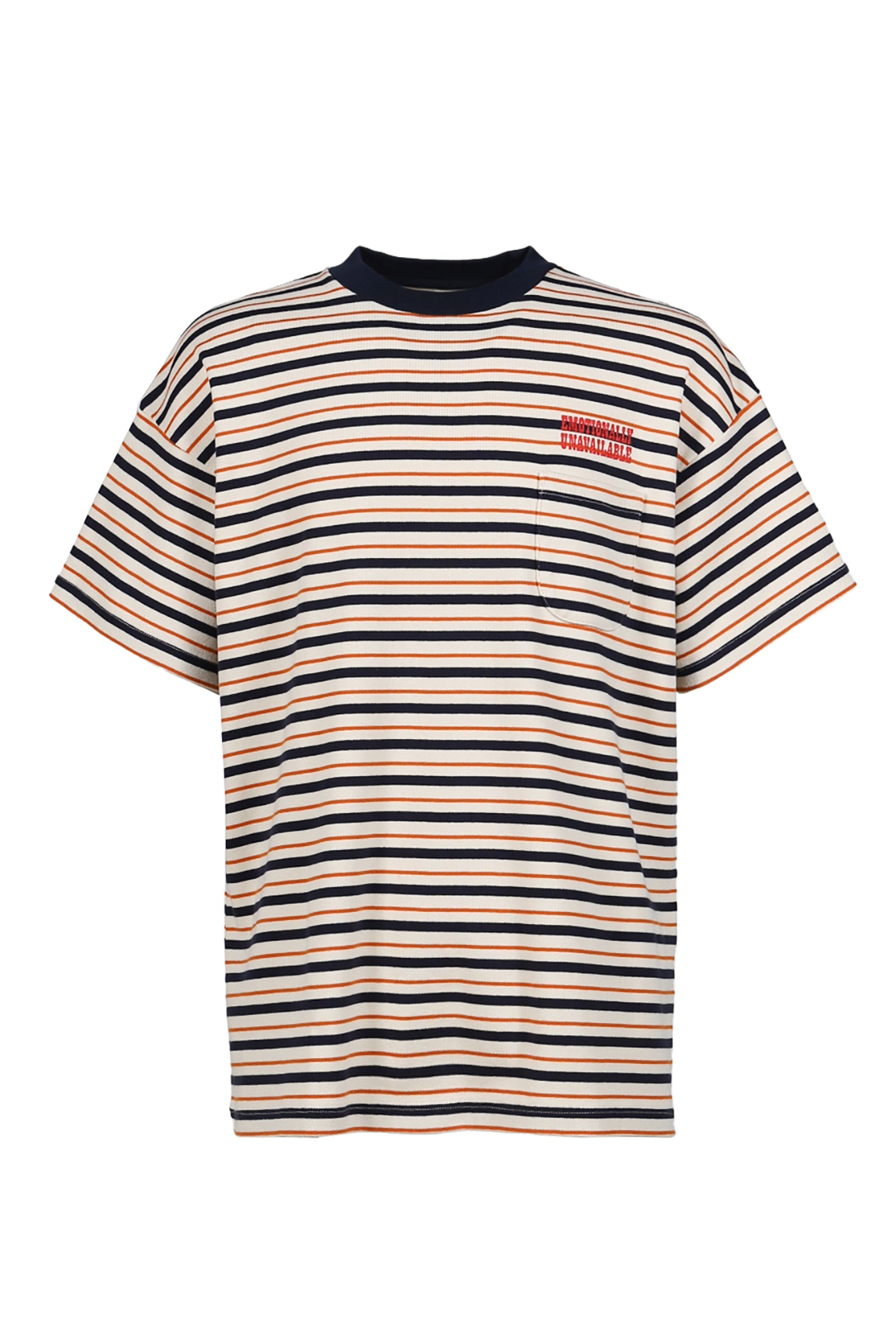 EMOTIONALLY UNAVAILABLE EU STRIPE SS TEE / NVY