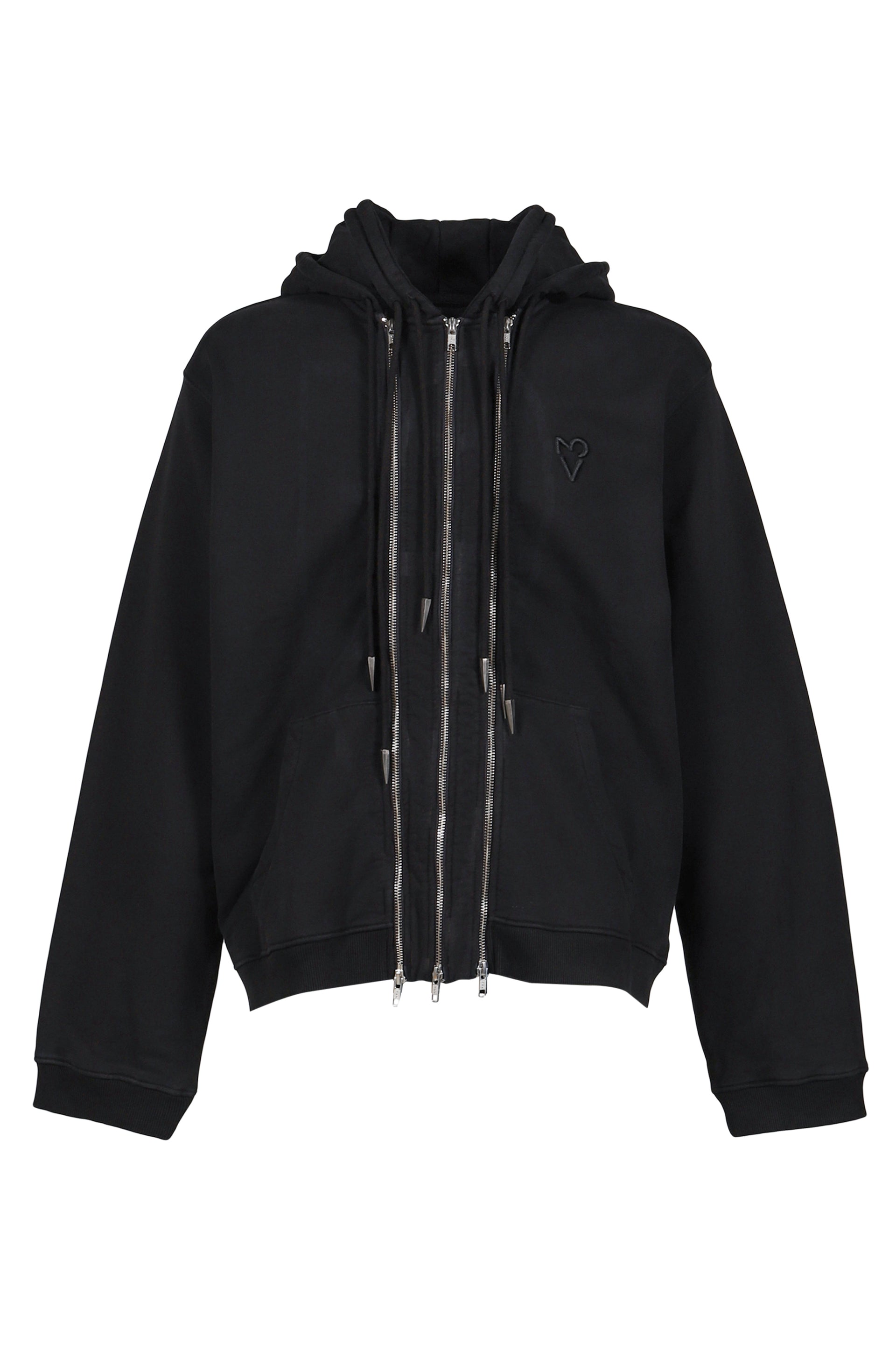 THREE ZIP HOODIE BLACK / BLK