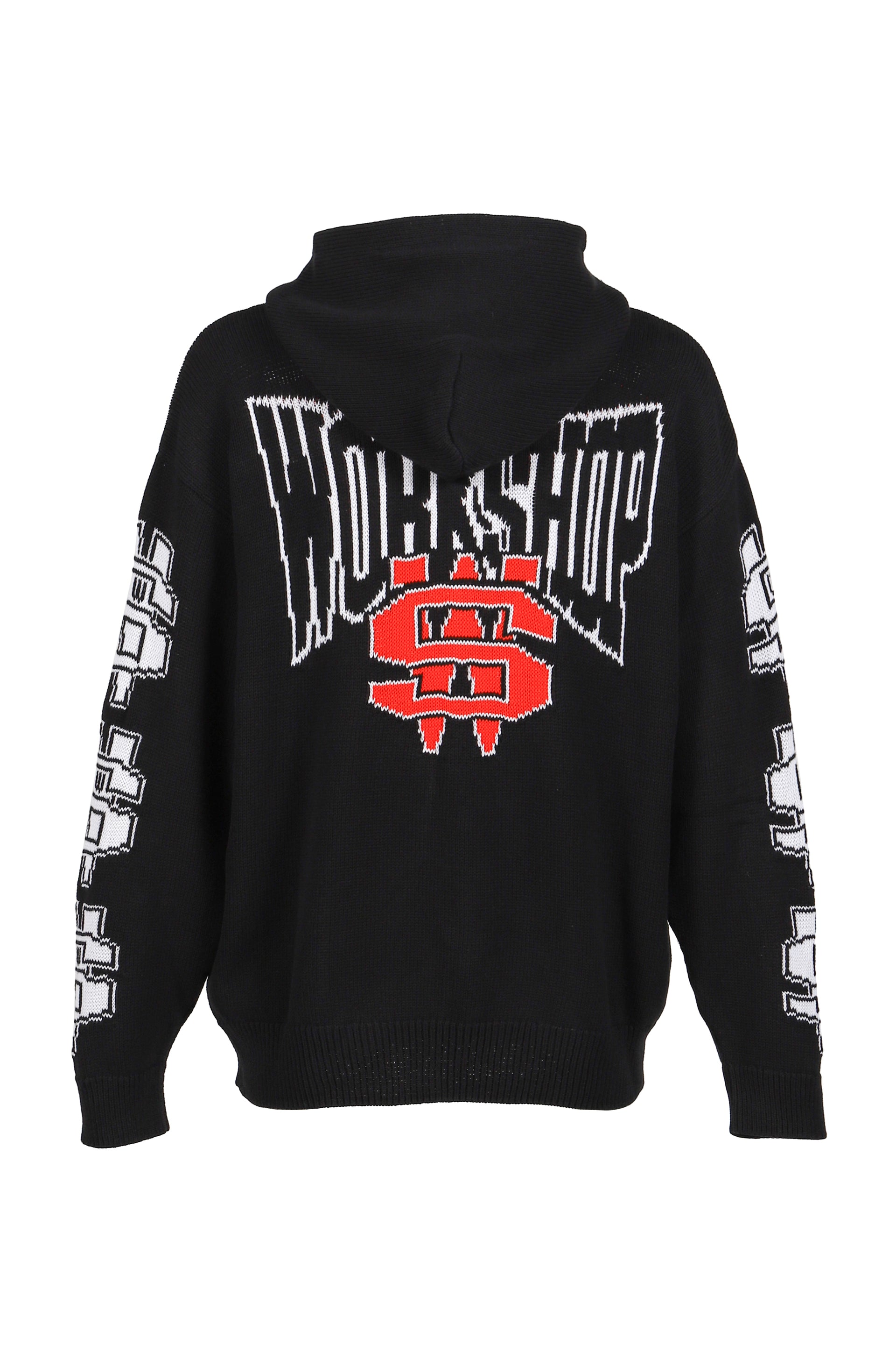 ONE DOLLAR BILL'' KNIT HOODIE / BLK