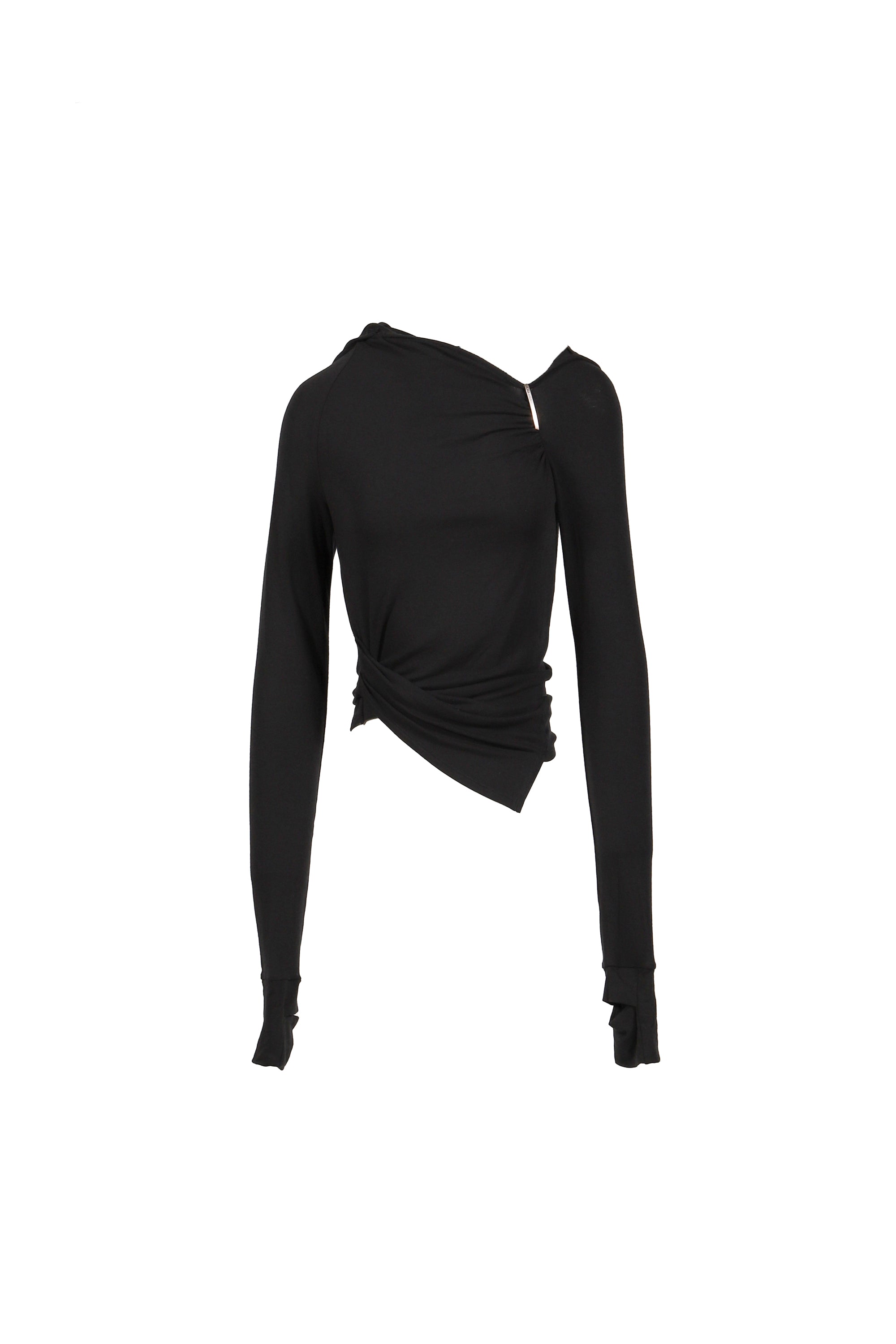 Hyein Seo ヘインソ FW25 HOODED SHIRRING TOP / BLK - NUBIAN ヌビアン