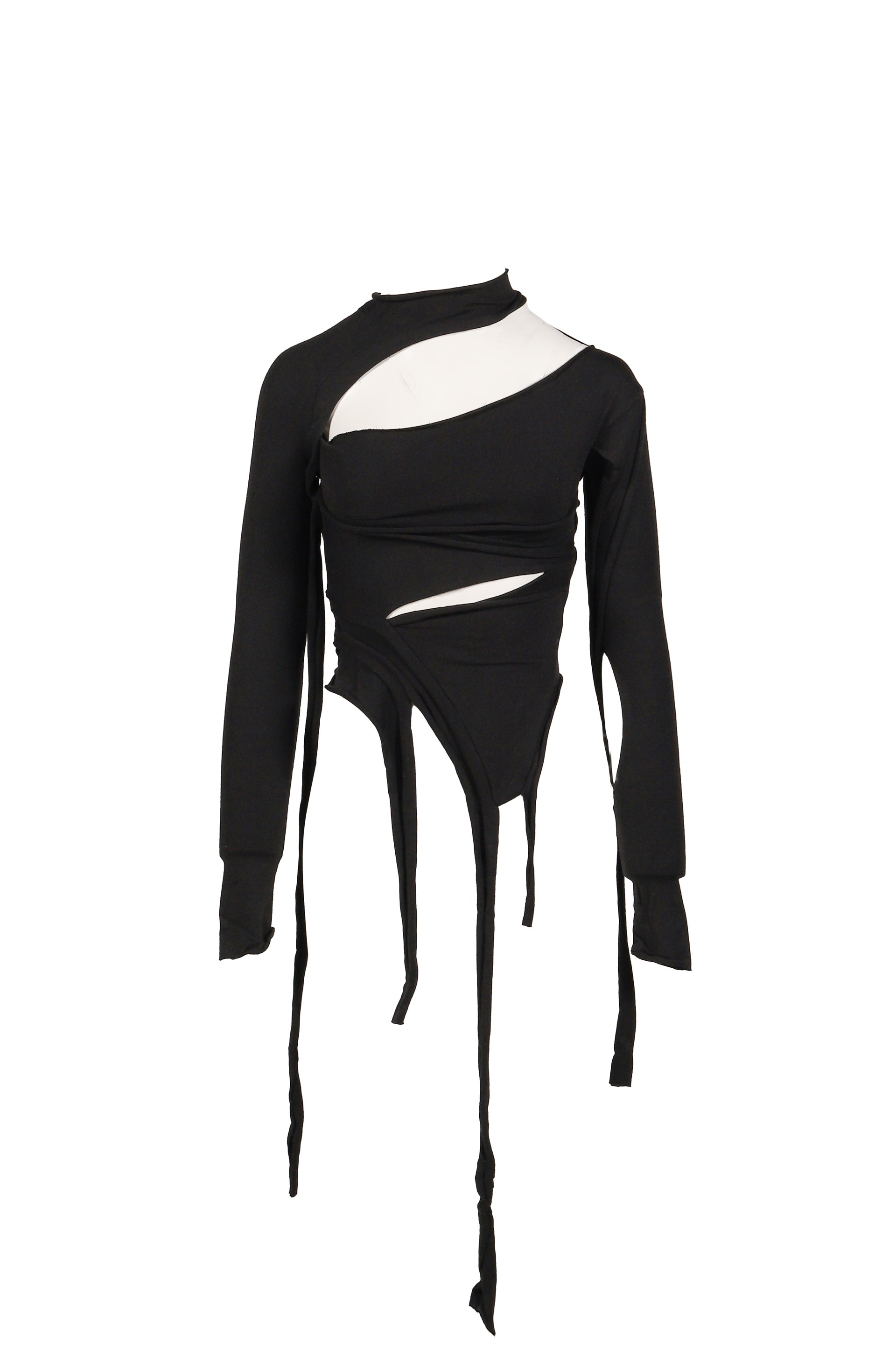 CUT-OUT KNIT LONGSLEEVE / BLK