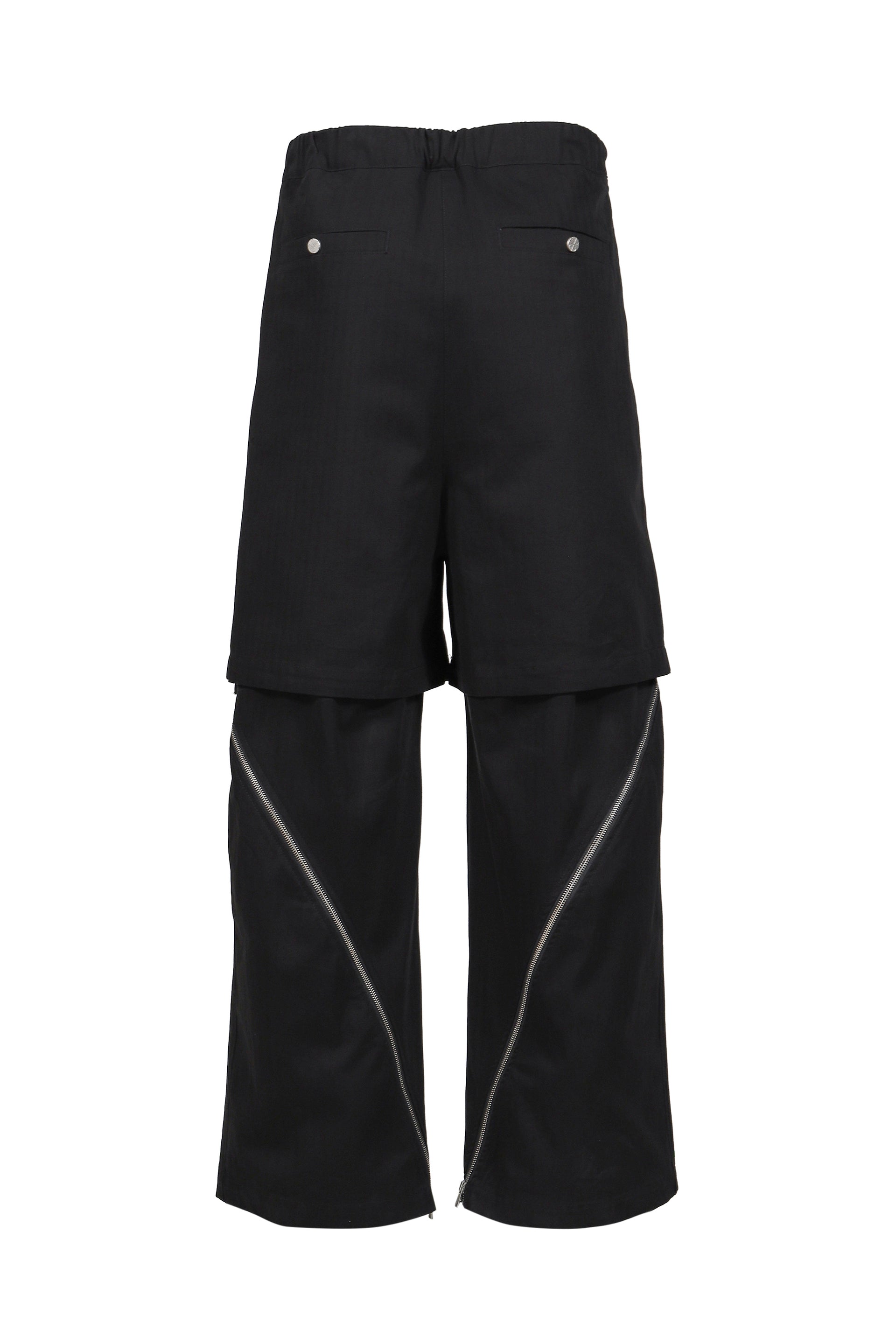 DOUBLE LAYERED ZIP TROUSERS / BLK