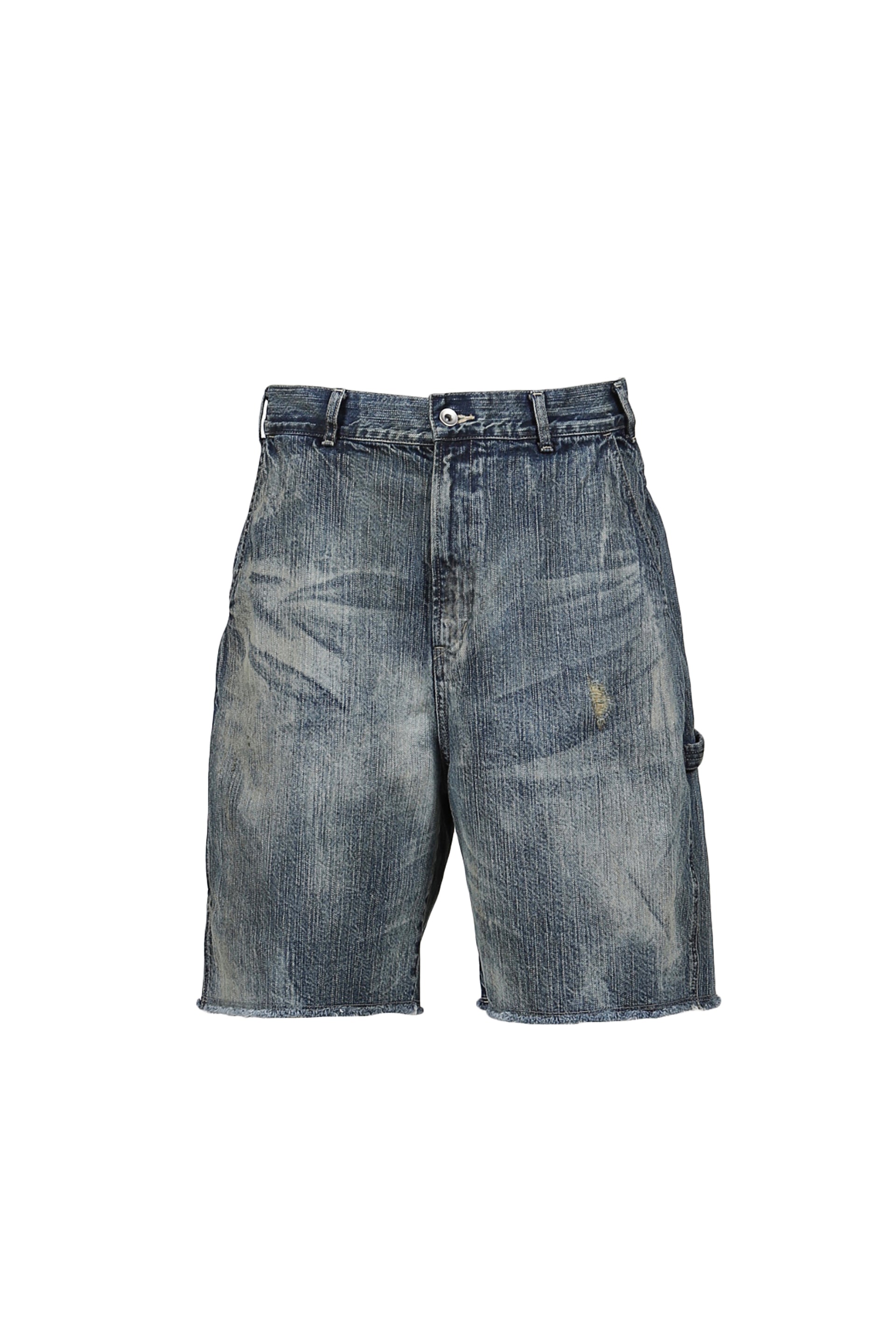 PORTER CLASSIC STEINBECK DENIM PAINTER SHORTS VINTAGE CUSTOM / BLU