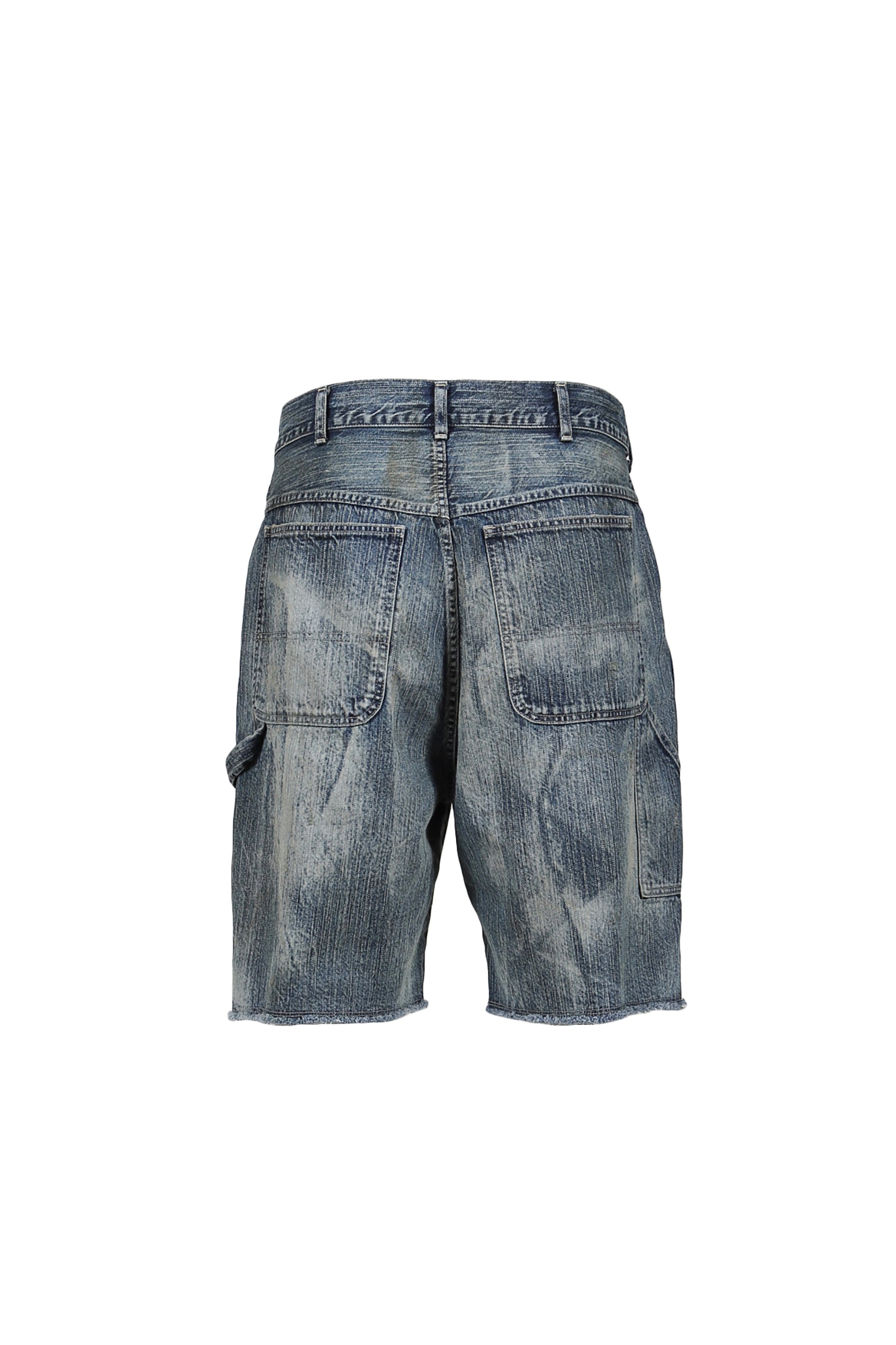 PORTER CLASSIC STEINBECK DENIM PAINTER SHORTS VINTAGE CUSTOM / BLU