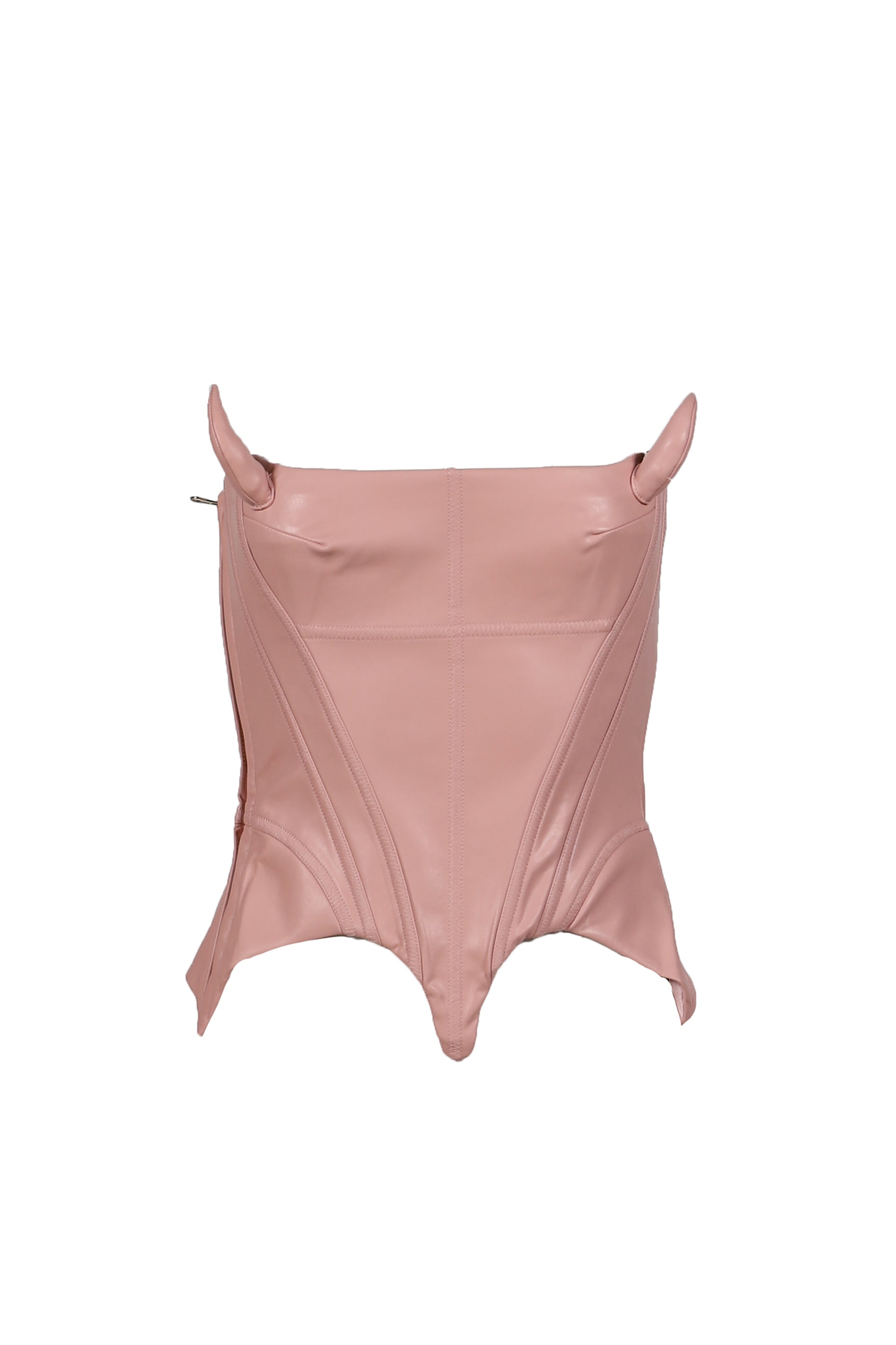 PINK FAUX LEATHER DEVIL HORN CORSET / PNK