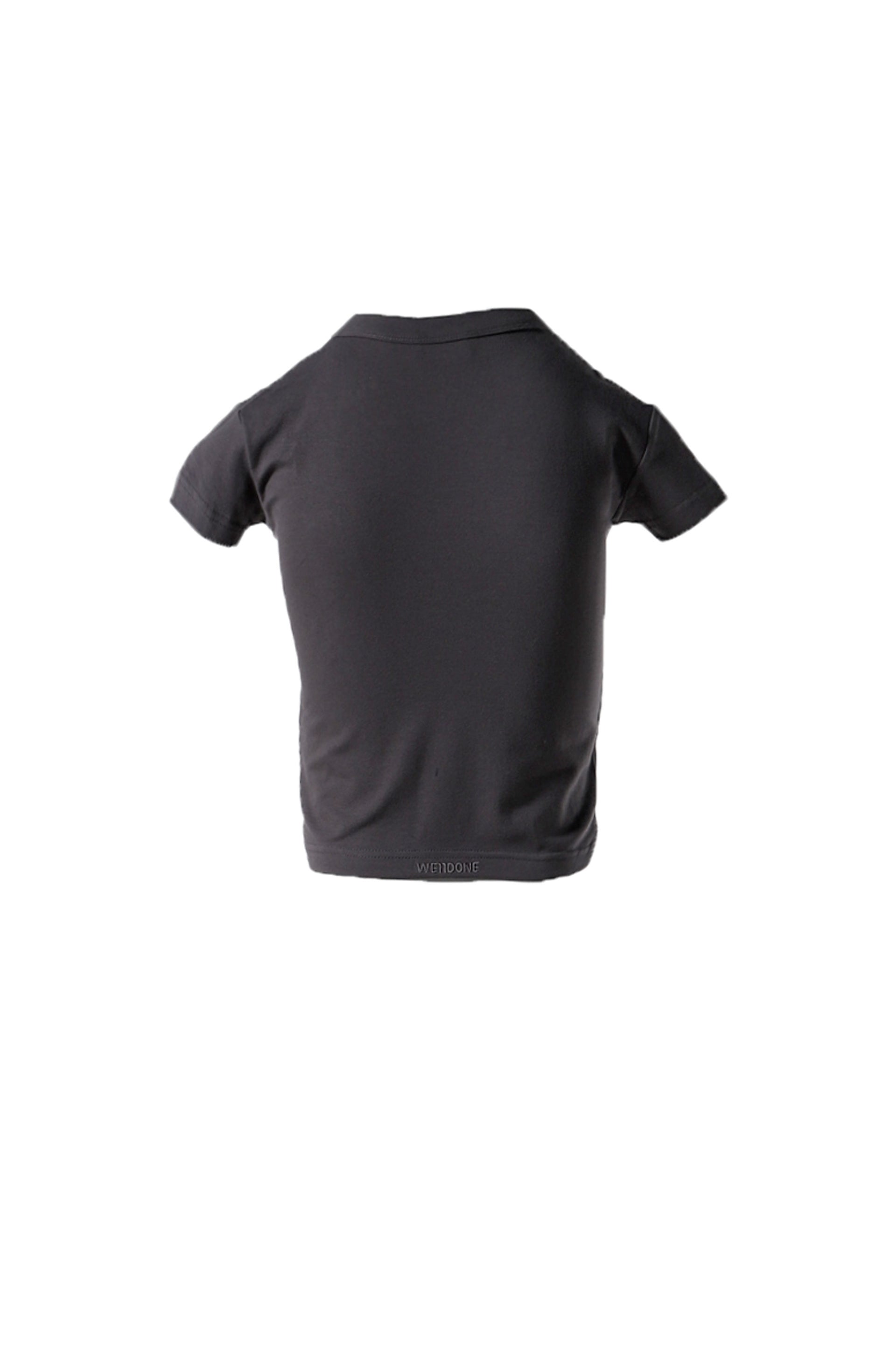 We11done CHARCOAL WOMENS STUDDED BEAR CROPPED T-SHIRT / CHARCOAL