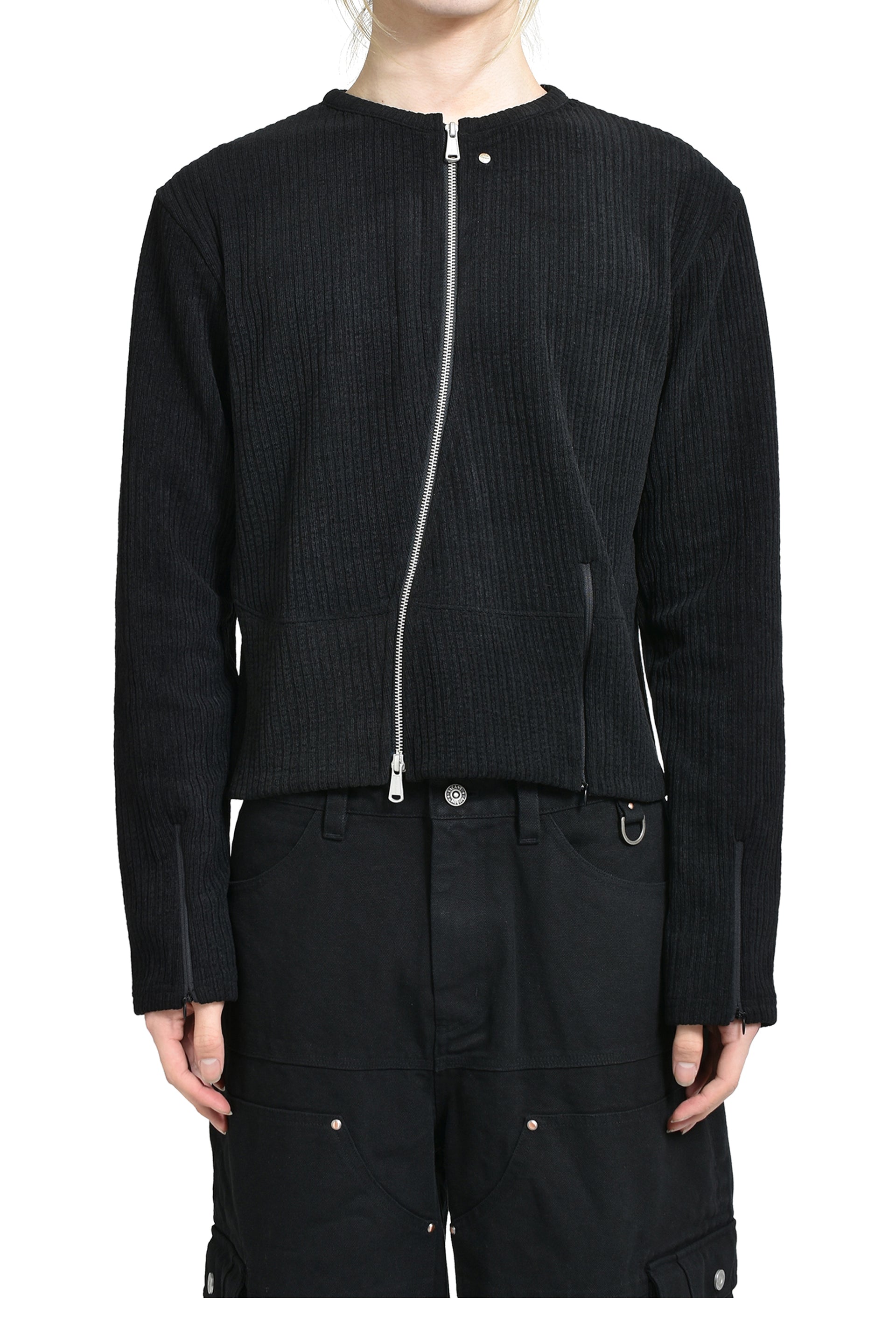 VACANT Archive NEAH RIBBED ZIP-UP / BLK