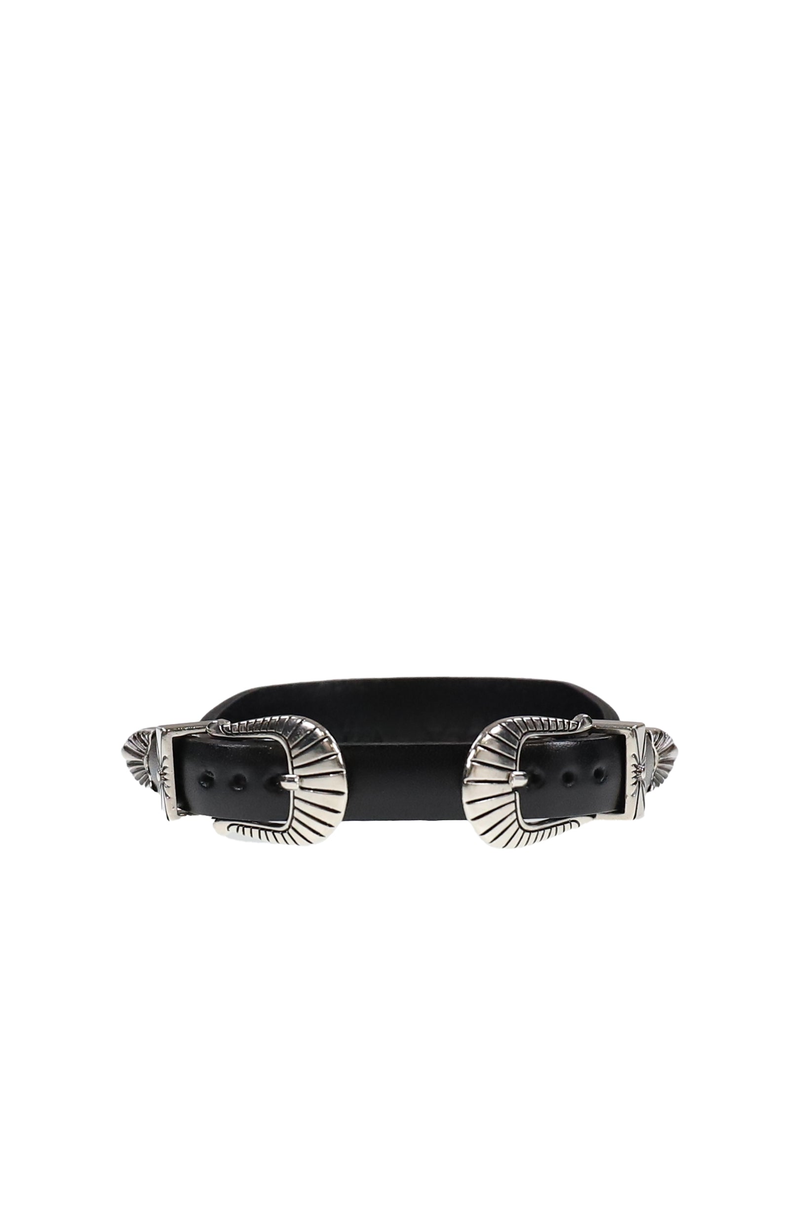 TOGA TOO トーガ トゥー SS26 NARROW DOUBLE BUCKLE BANGLE / BLK