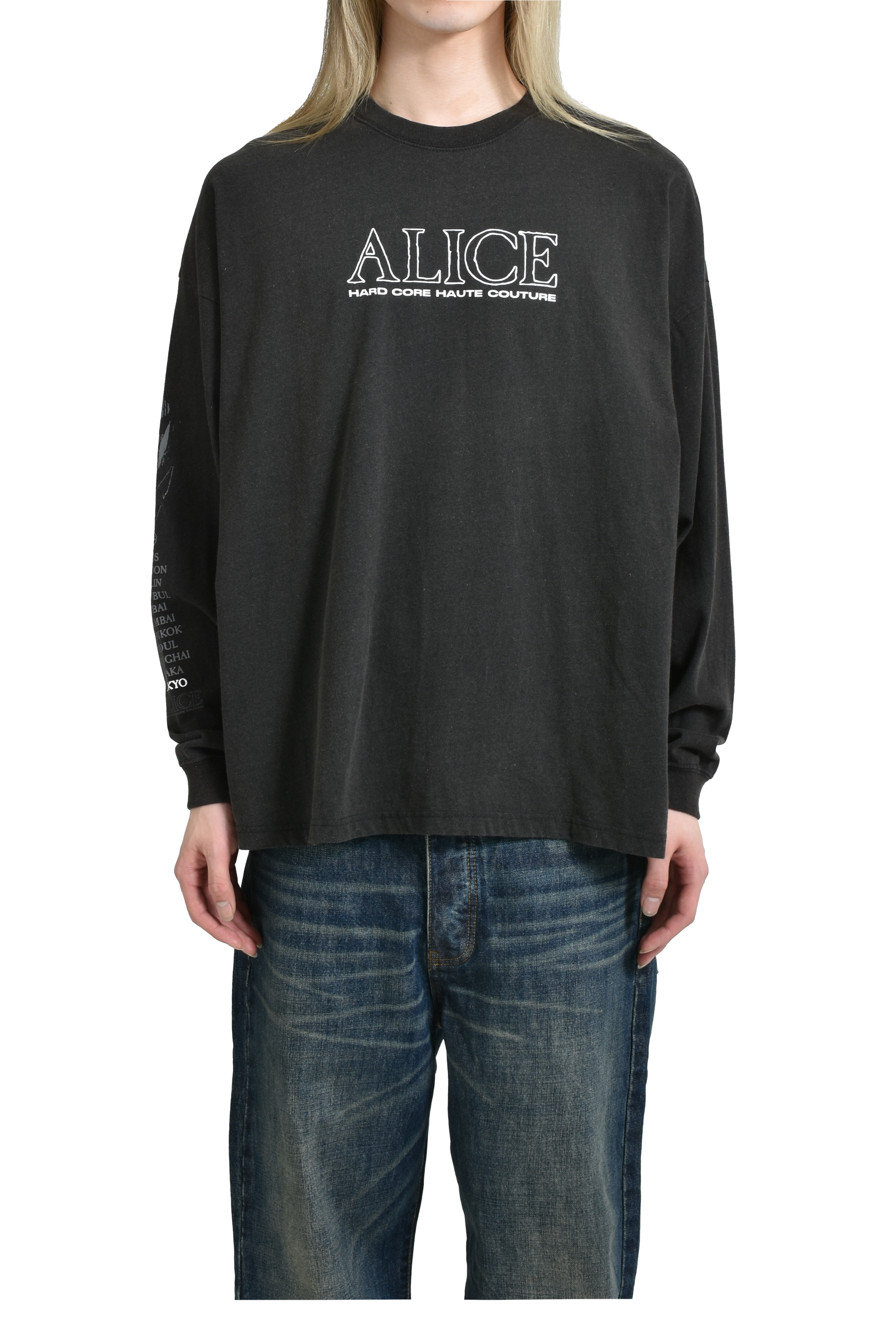 ALICE HOLLYWOOD ALICIDE METAL LS T-SHIRT / BLK