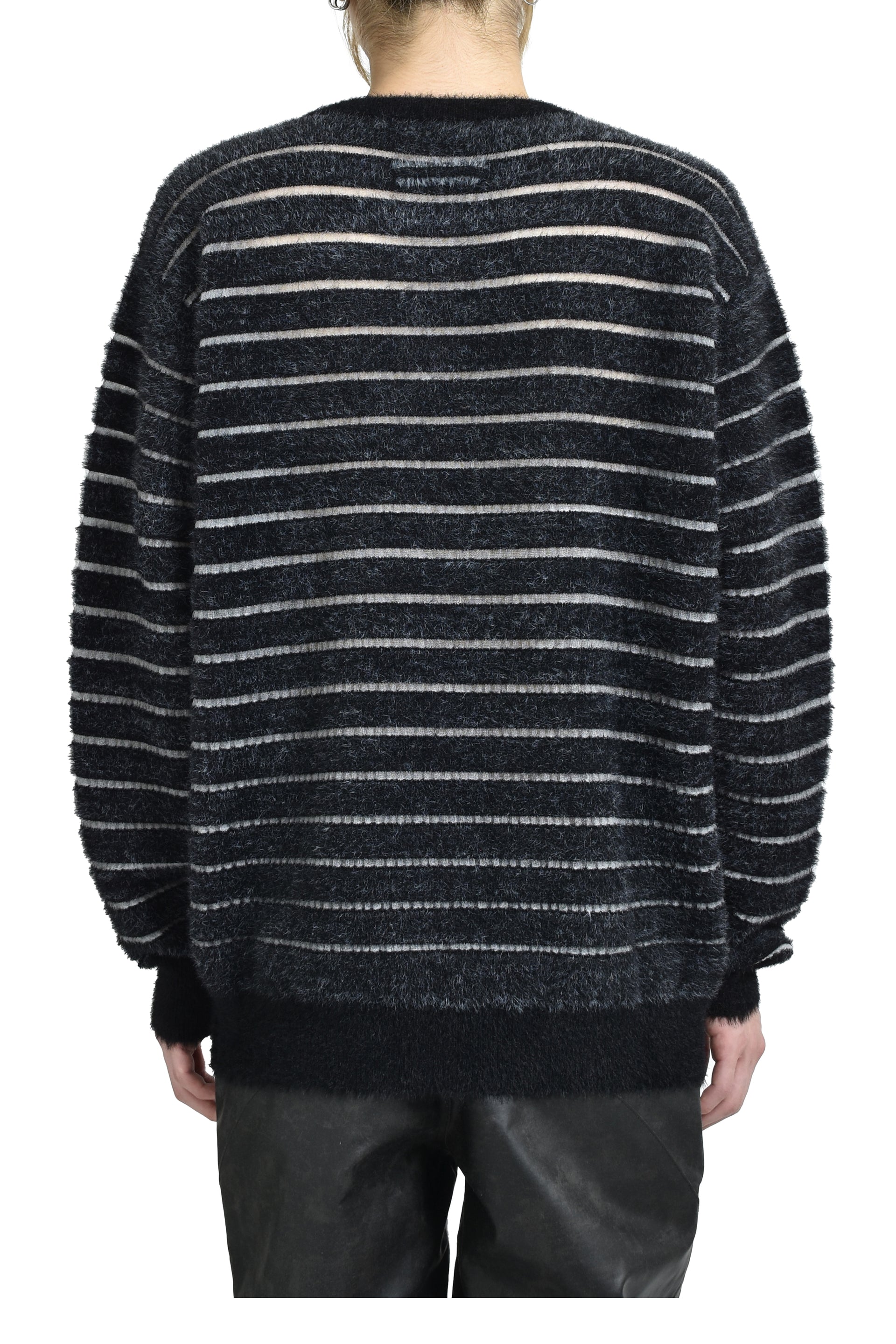 "GAULTIER" CREW NECK OVERSIZED SWEATER / BLK/WHT