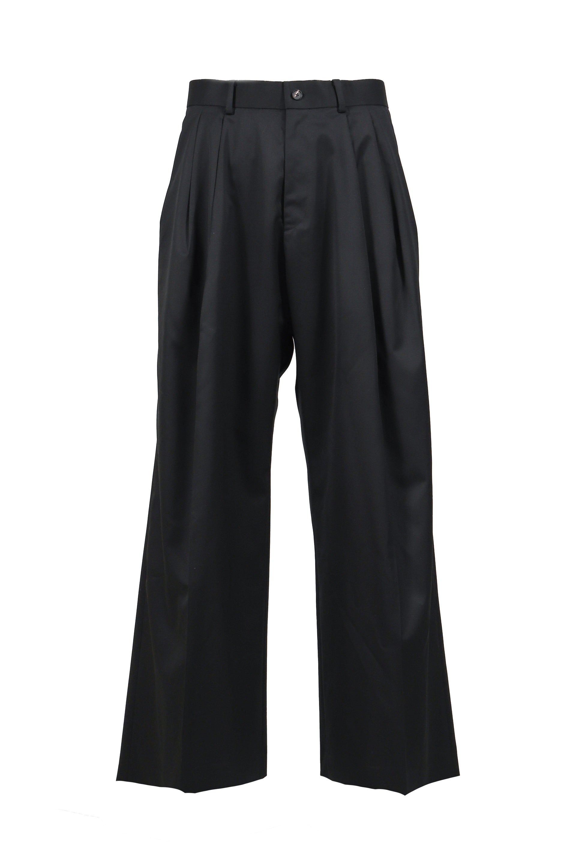 SUPER140 3TUCK BAGGY TROUSERS .14 / BLK