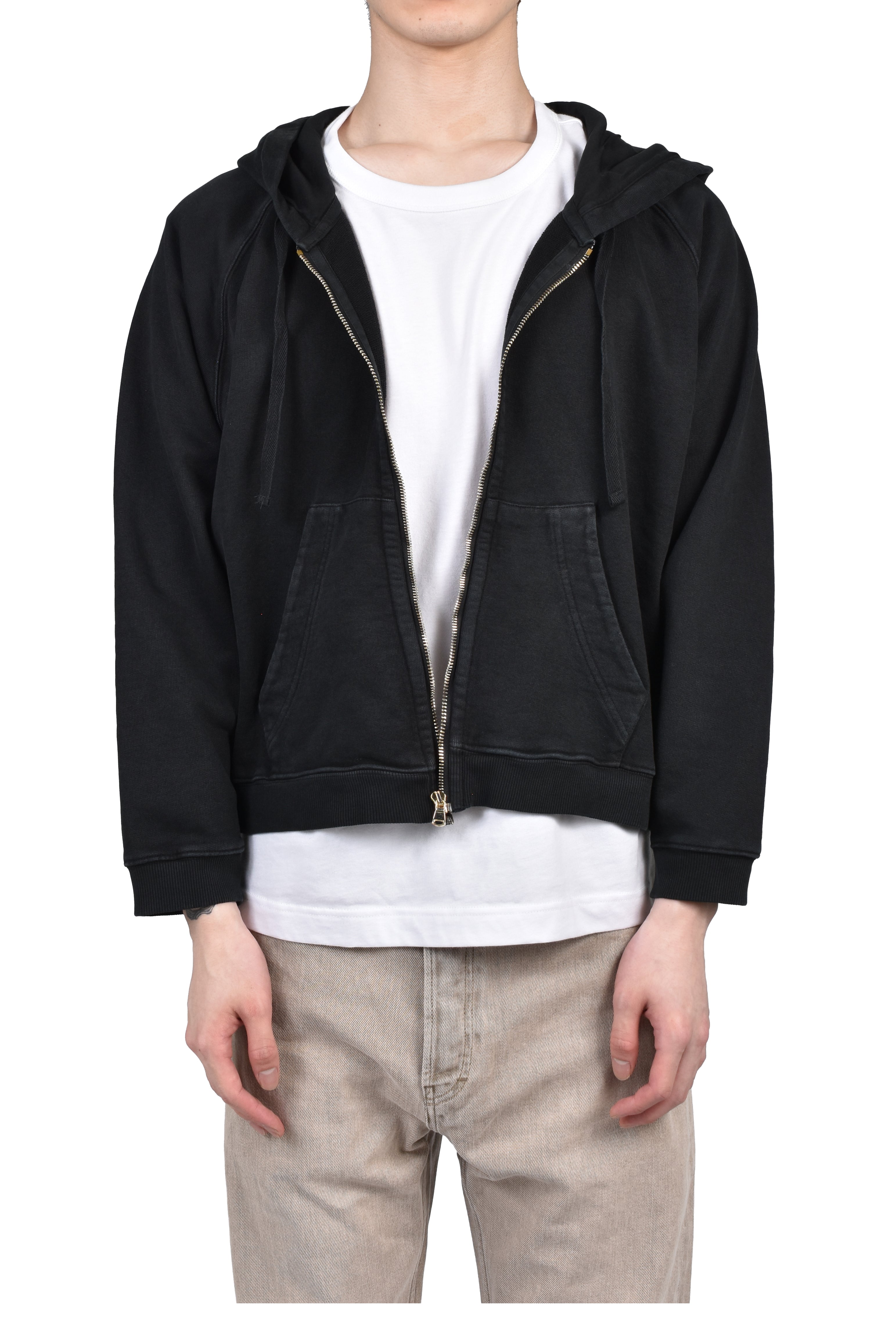 second layer ニットポロ SECOND/LAYER SS26 ROLA ZIP HOODIE / WASHED BLK - NUBIAN
