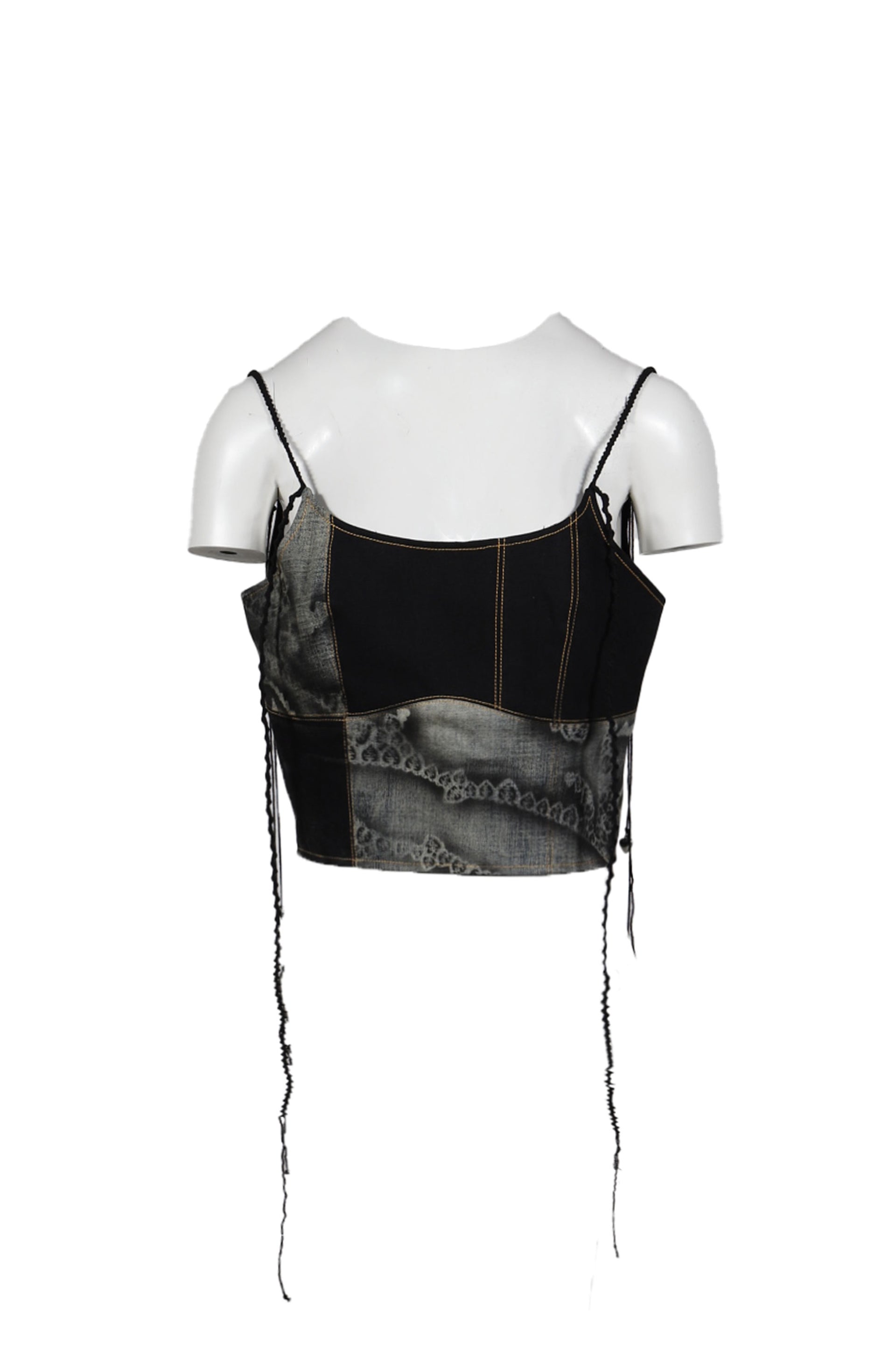 YUEQI QI UPCYCLED DENIM TANK-TOP / BLK
