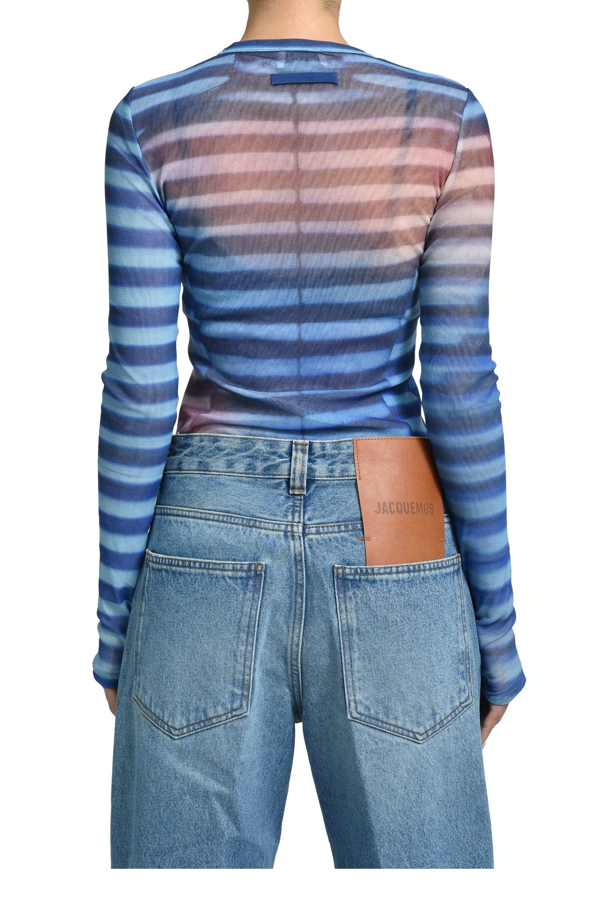 MESH LONG SLEEVES TOP PRINTED "AIR" / LIGHTBLU BLU PEACH