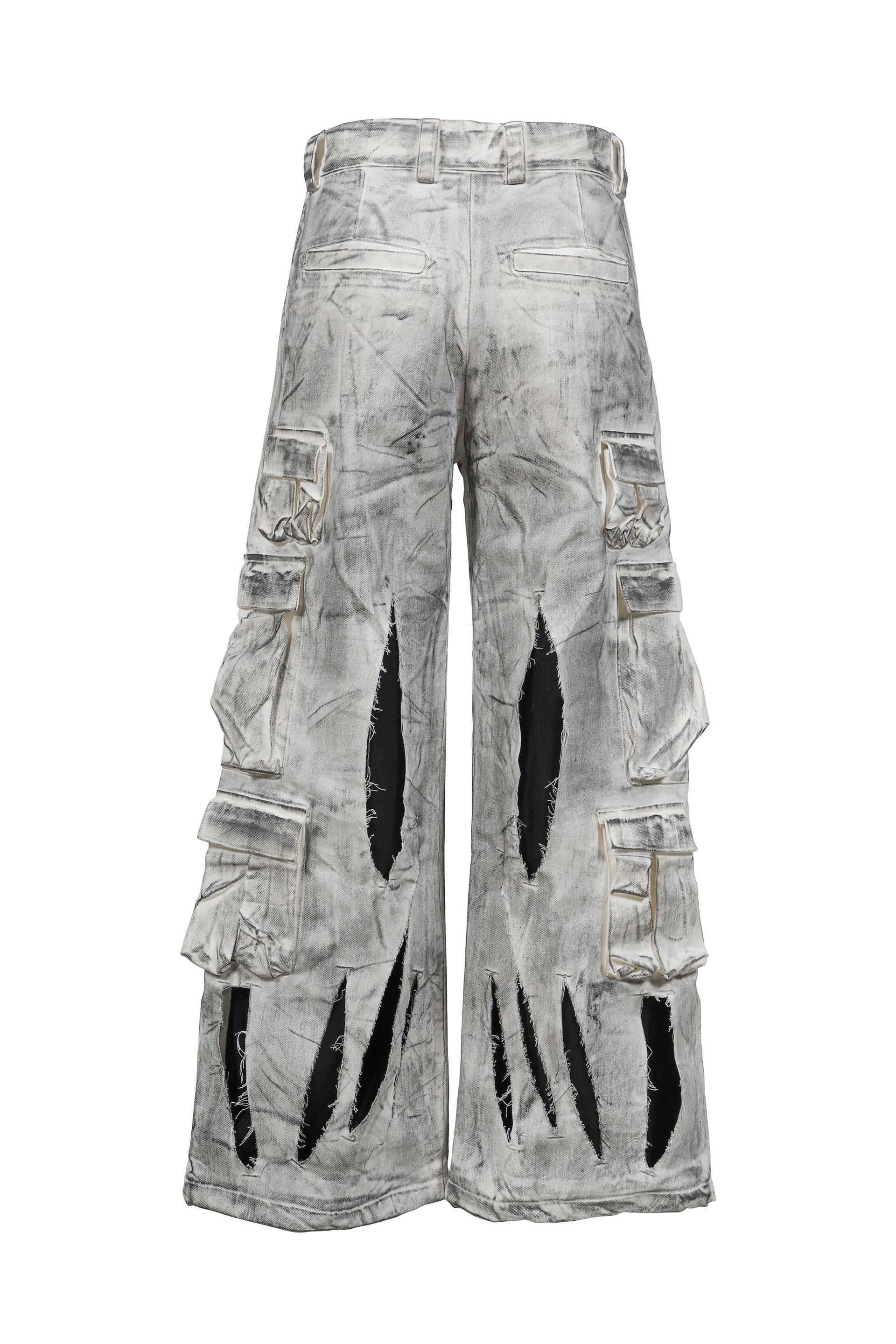 WAXED WHITE CARGO TROUSERS / WHT