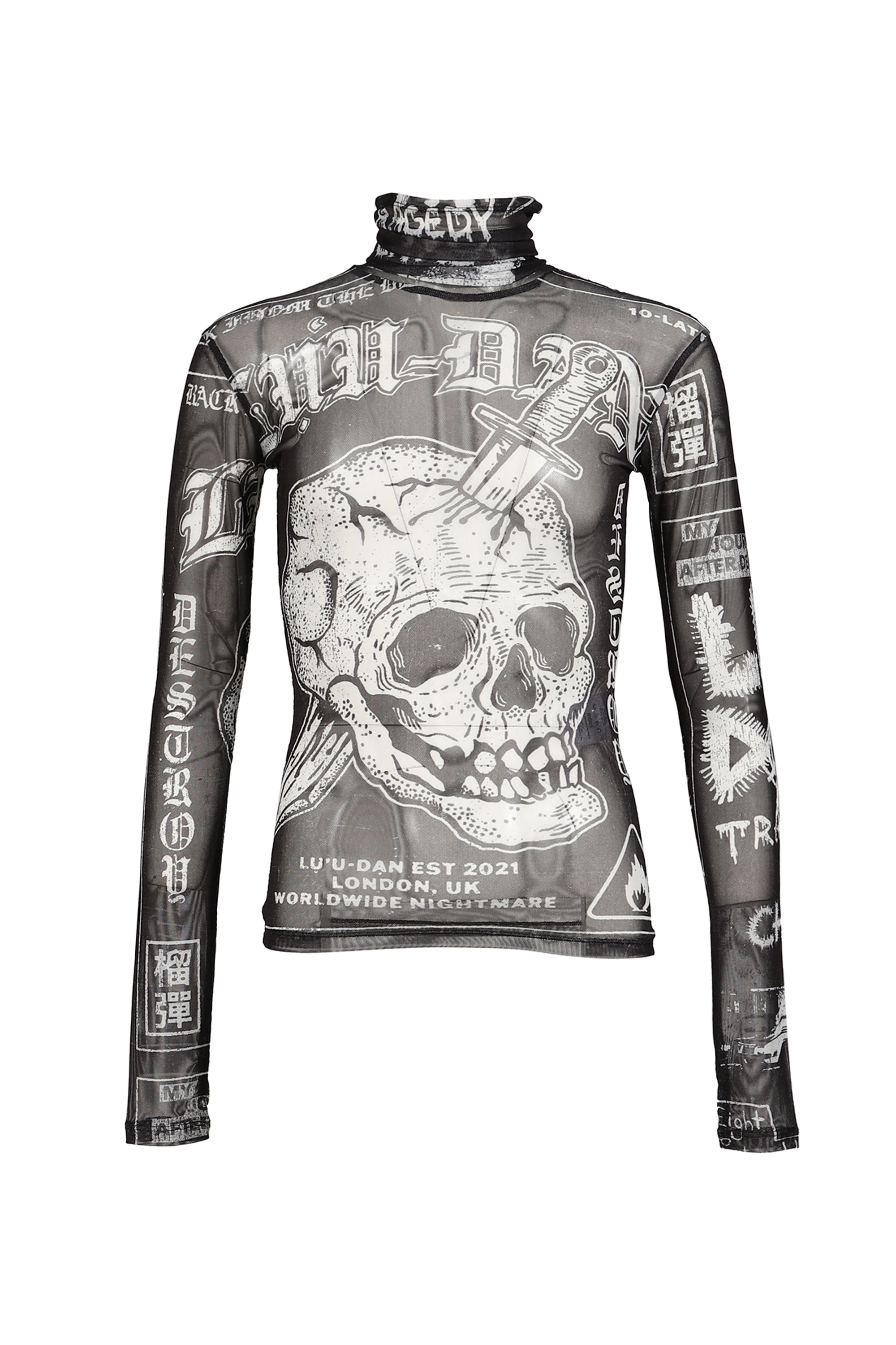 LU'U DAN Mesh Long Sleeve ルーダン シースルートップス LU'U DAN ルーダン SS26 MASKED MESH TOP / PUNK FLYER - NUBIAN ヌビアン