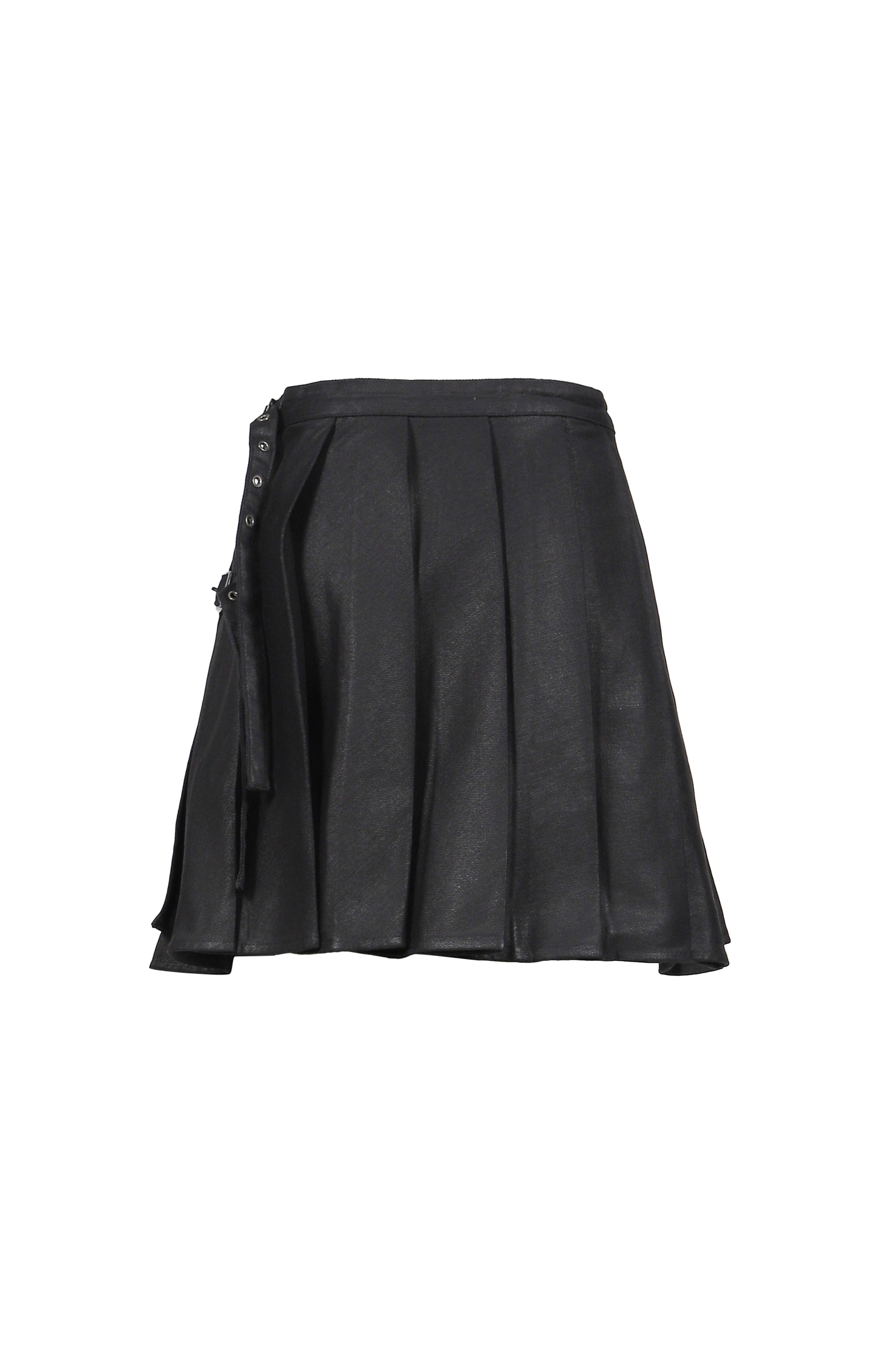 WAXED WRAP SKIRT / BLACK