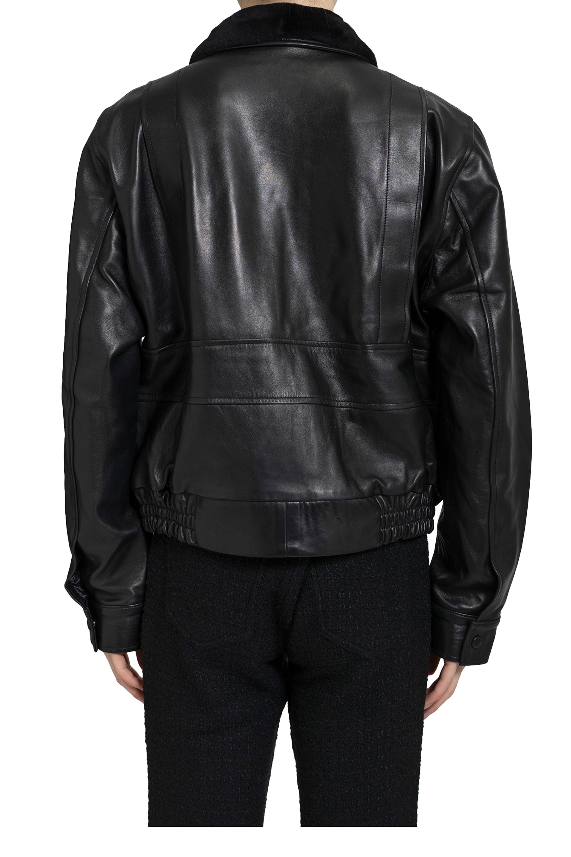 AVIATOR LEATHER JACKET / BLK