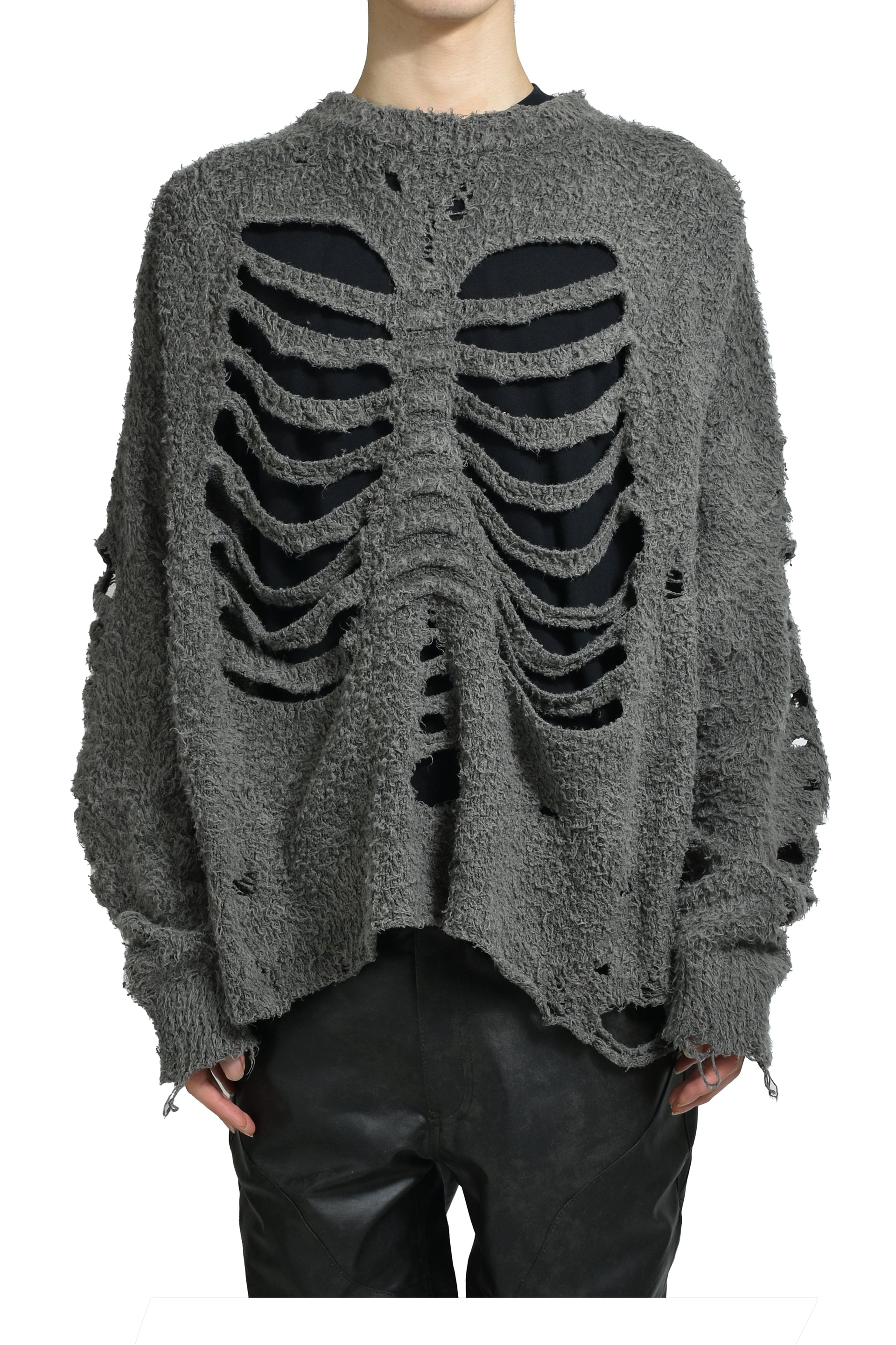 RIBCAGE KNIT PULLOVER / GRAY