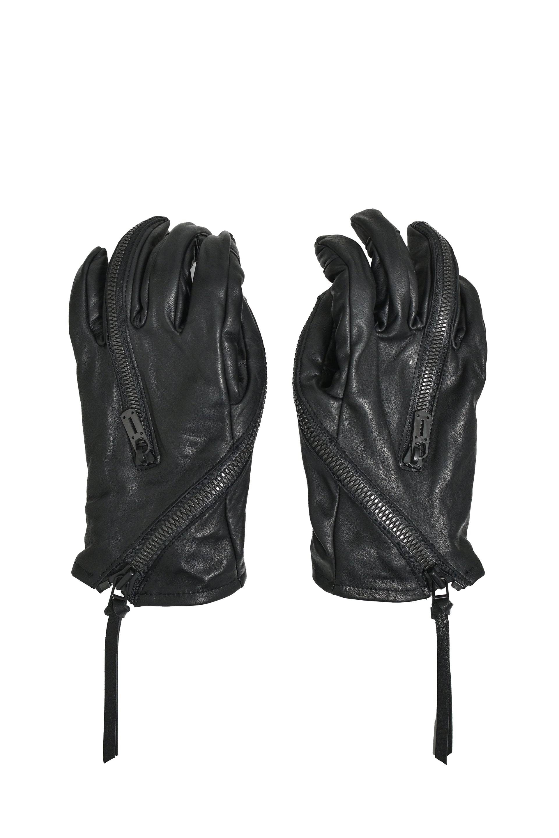 HORSE LEATHER TWIST W ZIP GLOVE / BLK