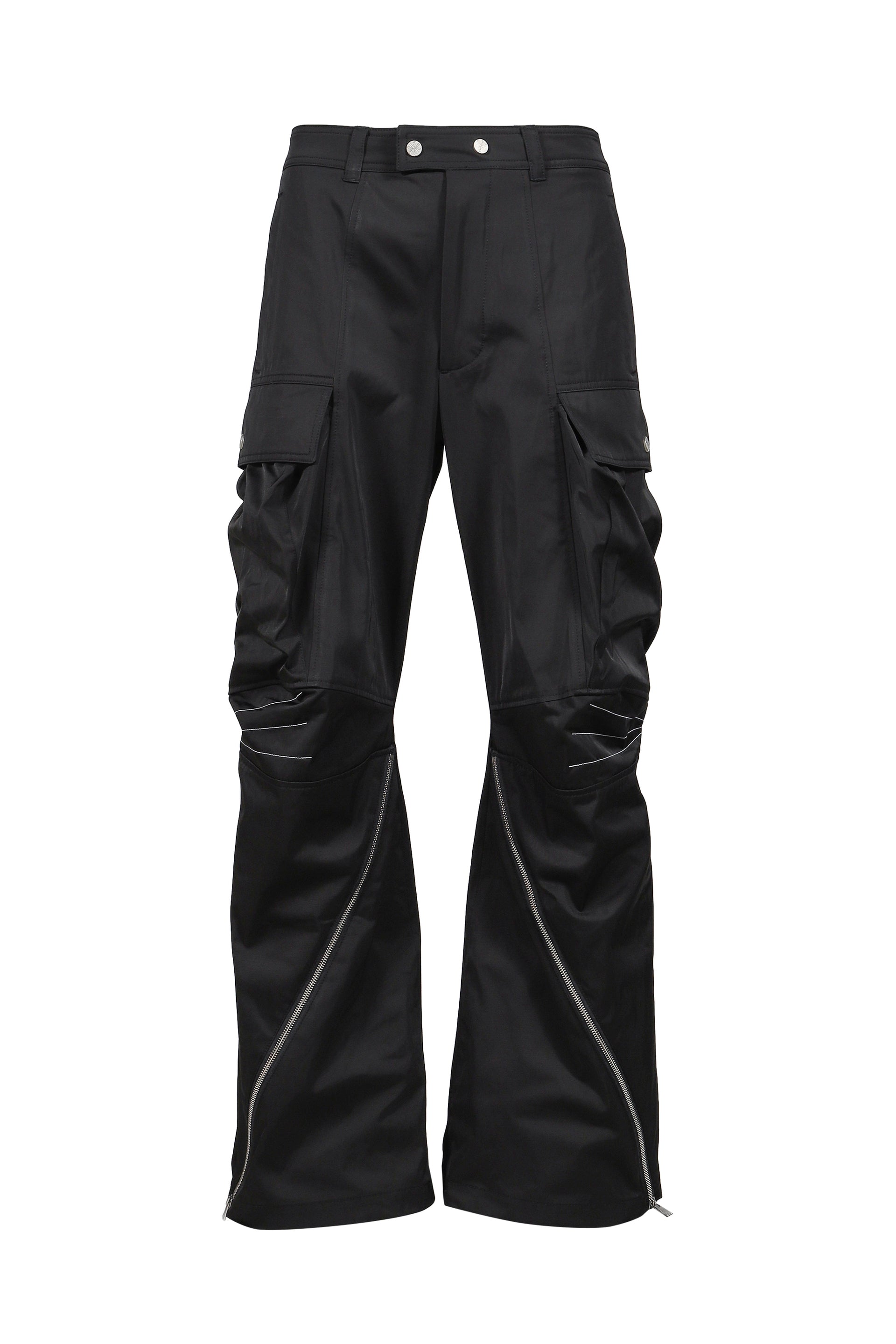 ARTICULATED KNEE DART CARGO TROUSERS / BLK