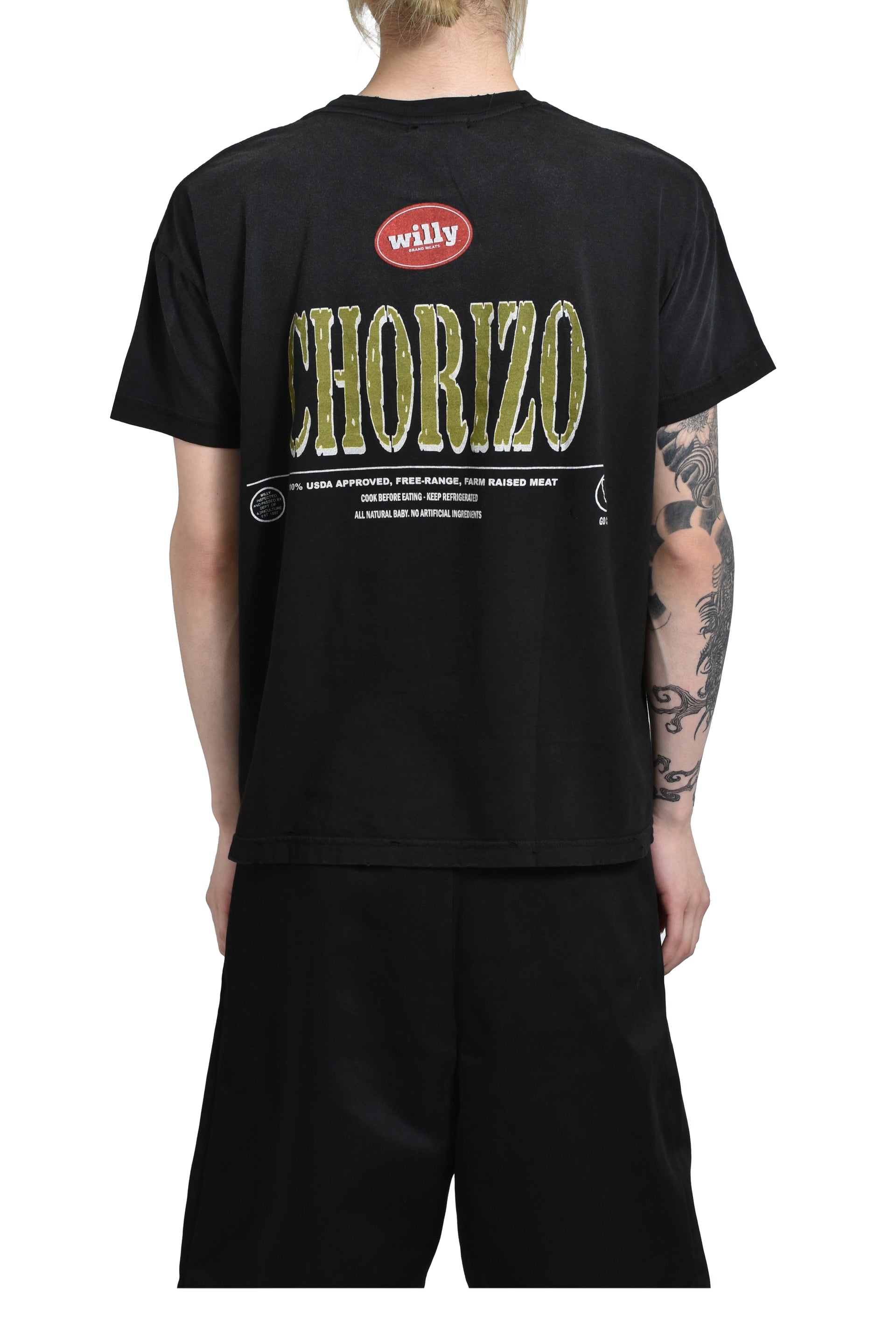 WILLY CHAVARRIA CHORIZO DESTROYED EASY TEE / WASHED BLK
