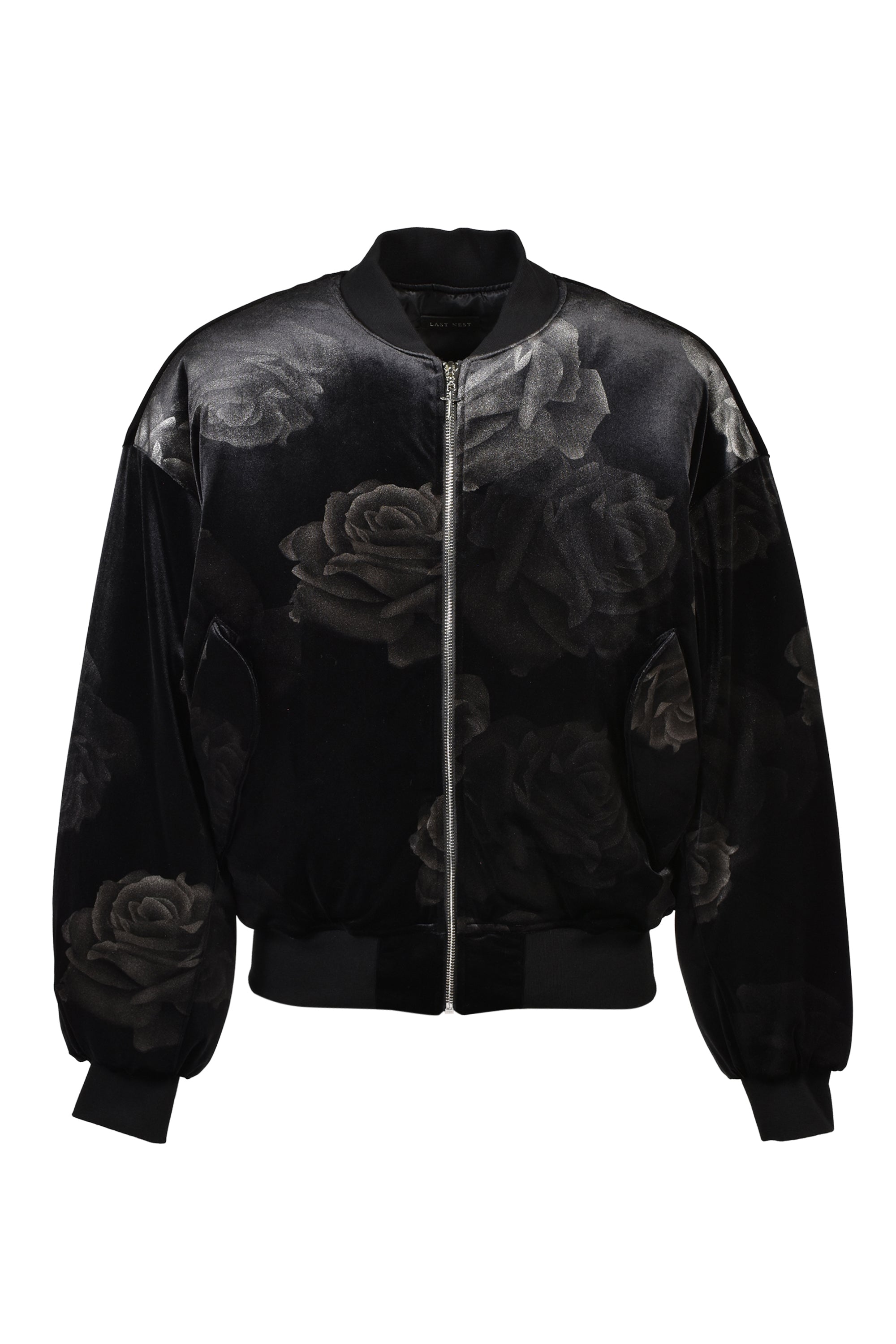 LAST NEST ラストネスト FW26 ROSE VELVET BOMBER JACKET / BLK
