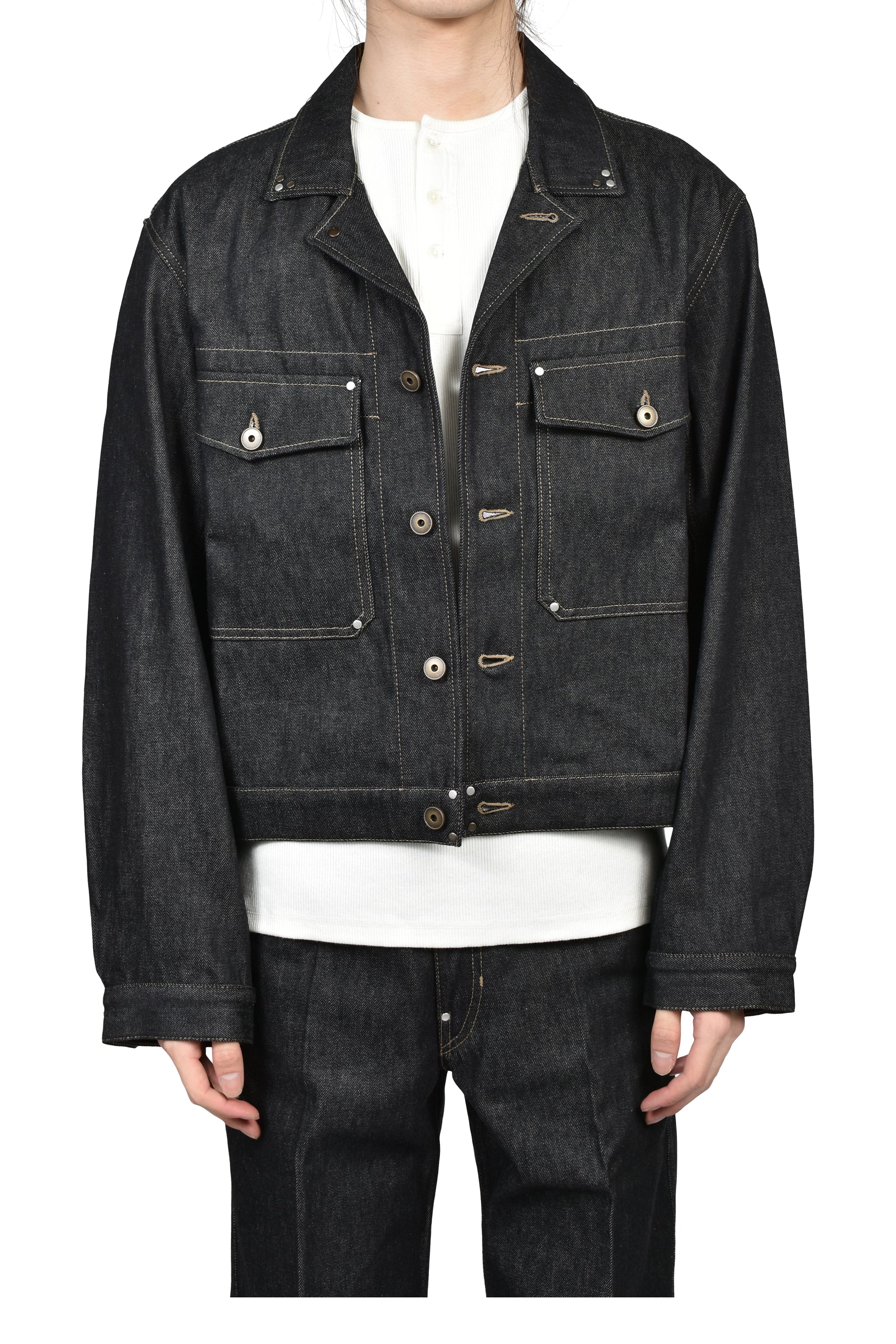 LEMAIRE ルメール SS26 TRUCKER JACKET WITH STUDS / SLATE - NUBIAN