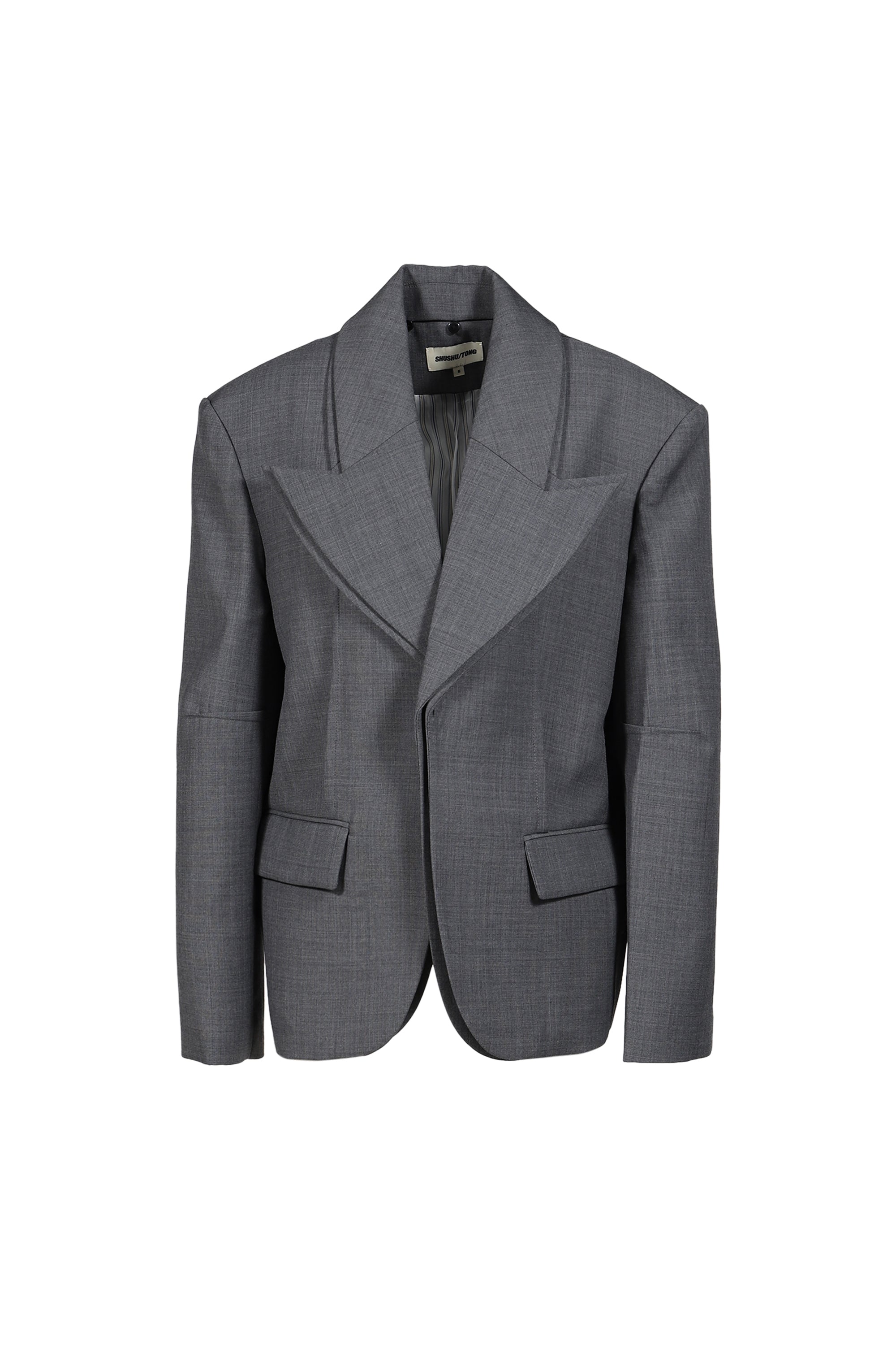 SHUSHU TONG シュシュトン SS26 PEAK LAPEL OVERSIZED BLAZER / GRY