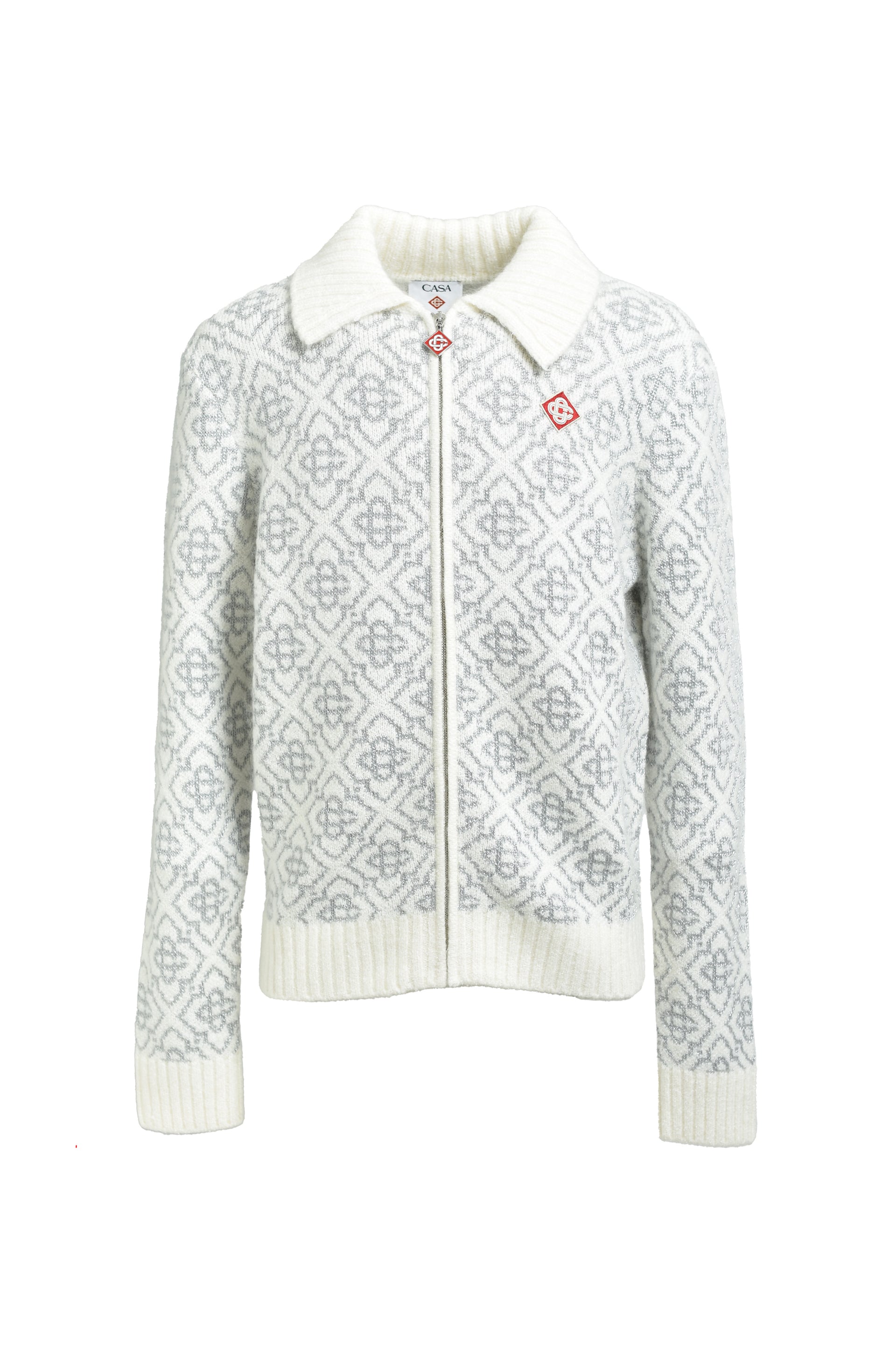 SILVER MONOGRAM ZIP UP / MOHAIR MIX