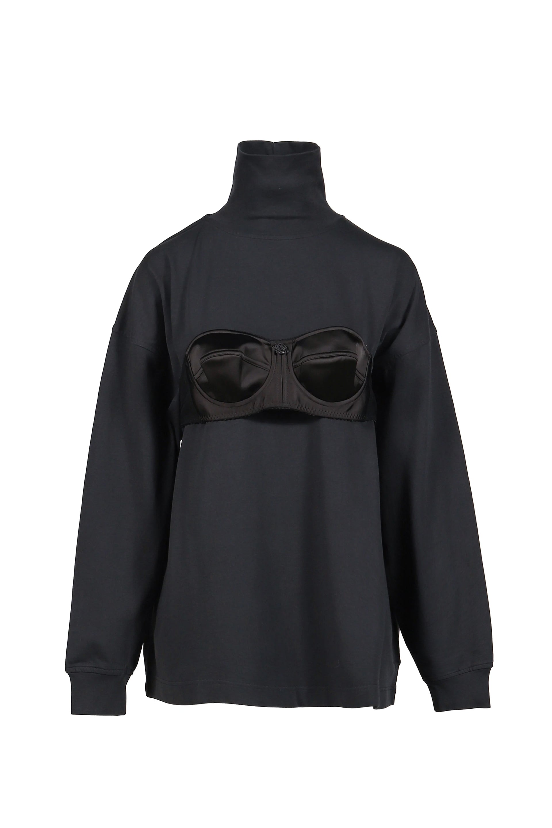 BALCONETTE BRA TURTLENECK T SHIRT KNIT / BLK