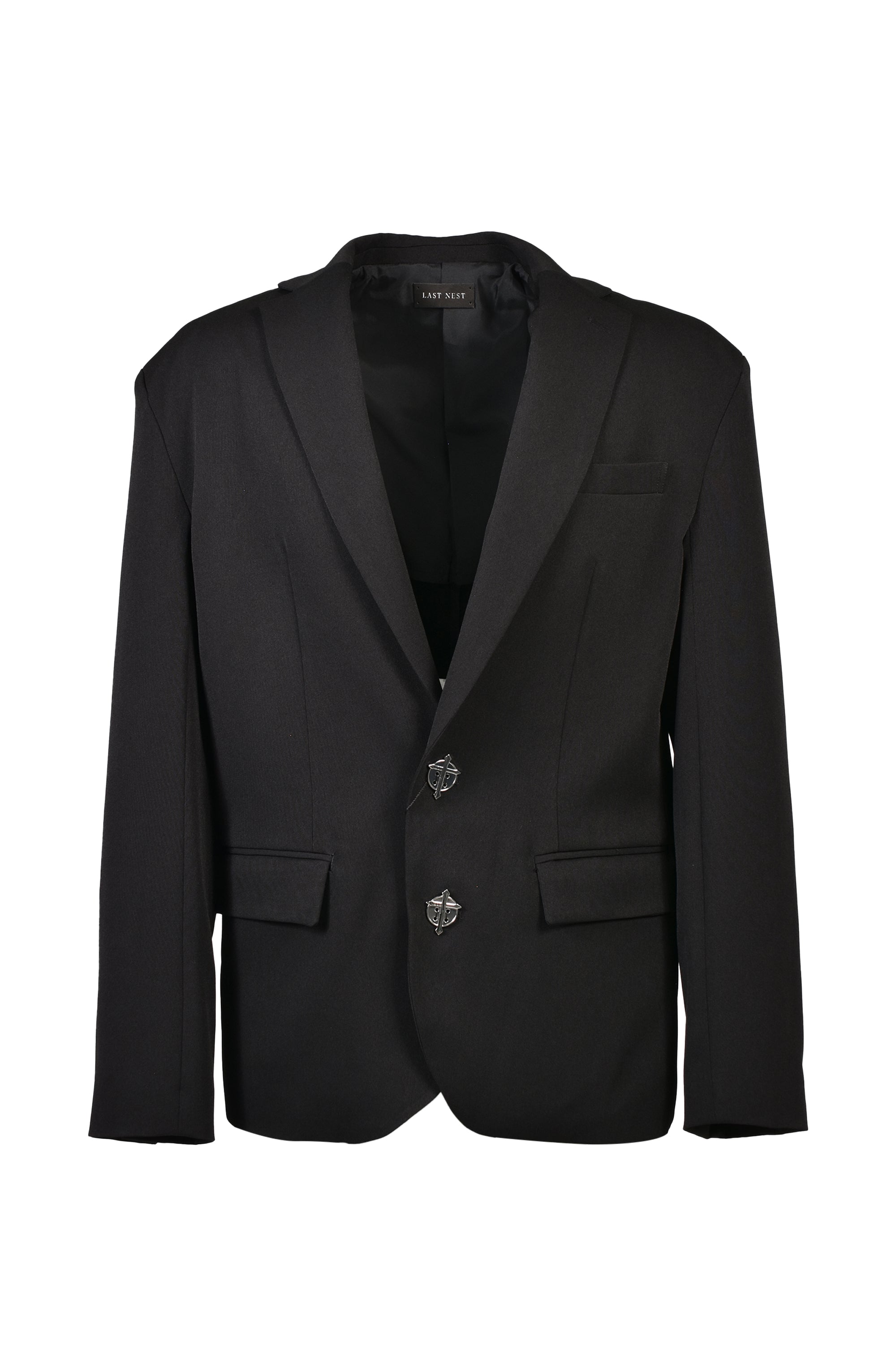 LAST NEST ラストネスト FW26 CROSS BUTTON TAILORED JACKET / BLK