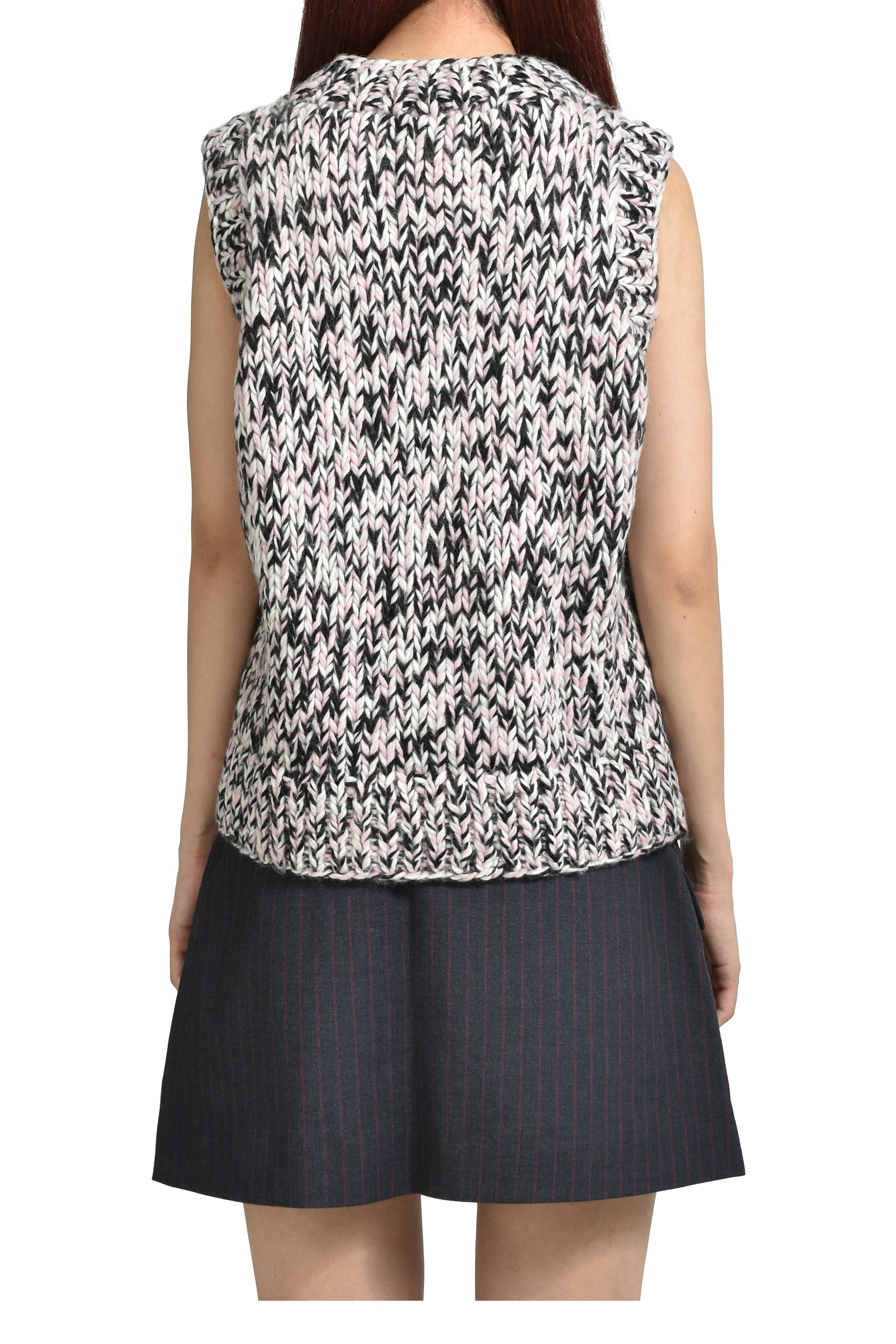 GRAPHIC WOOL HANDKNIT VEST / PNK