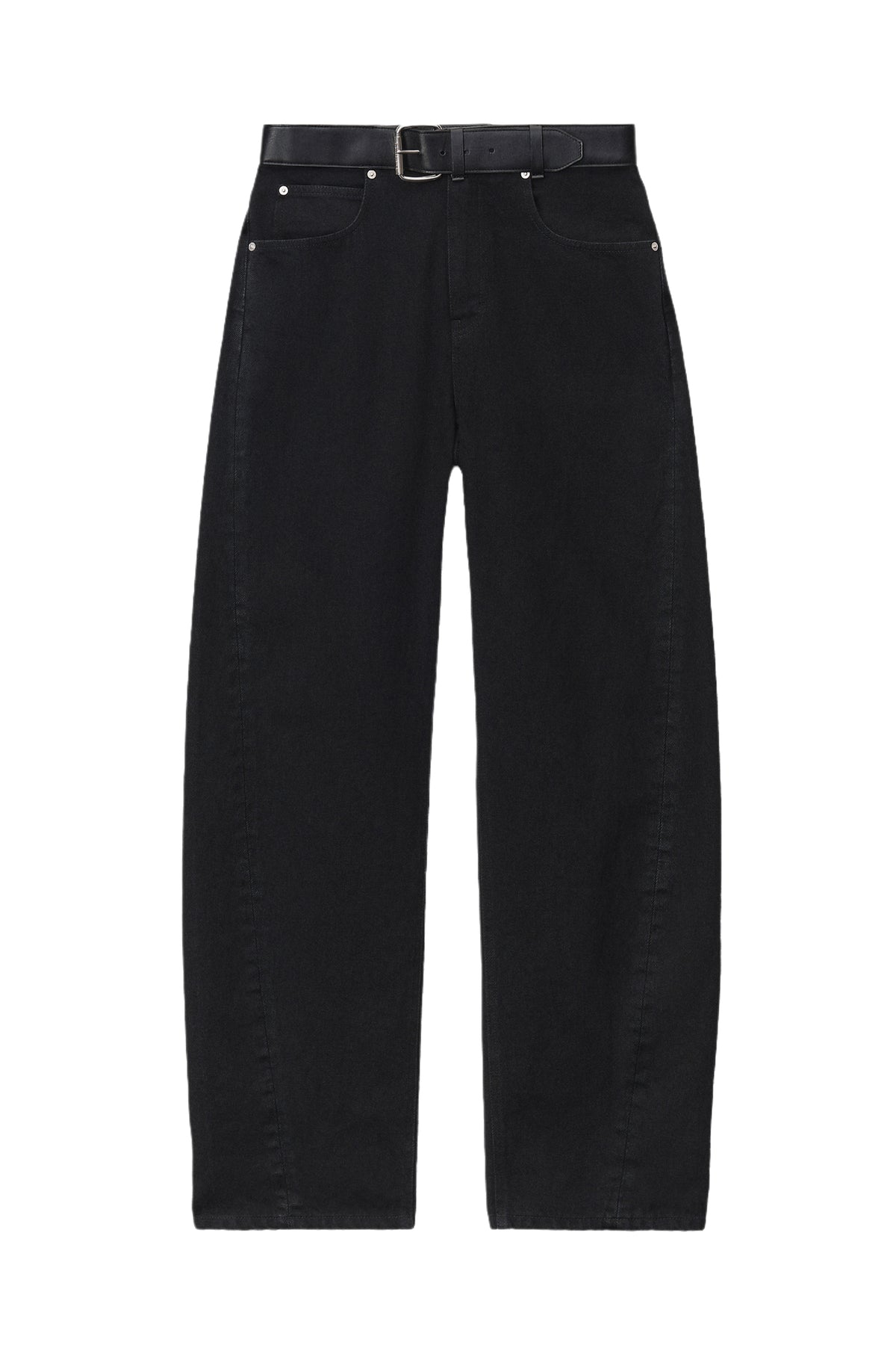 LEATHER BELTED BALLOON JEAN / WASHED BLACK