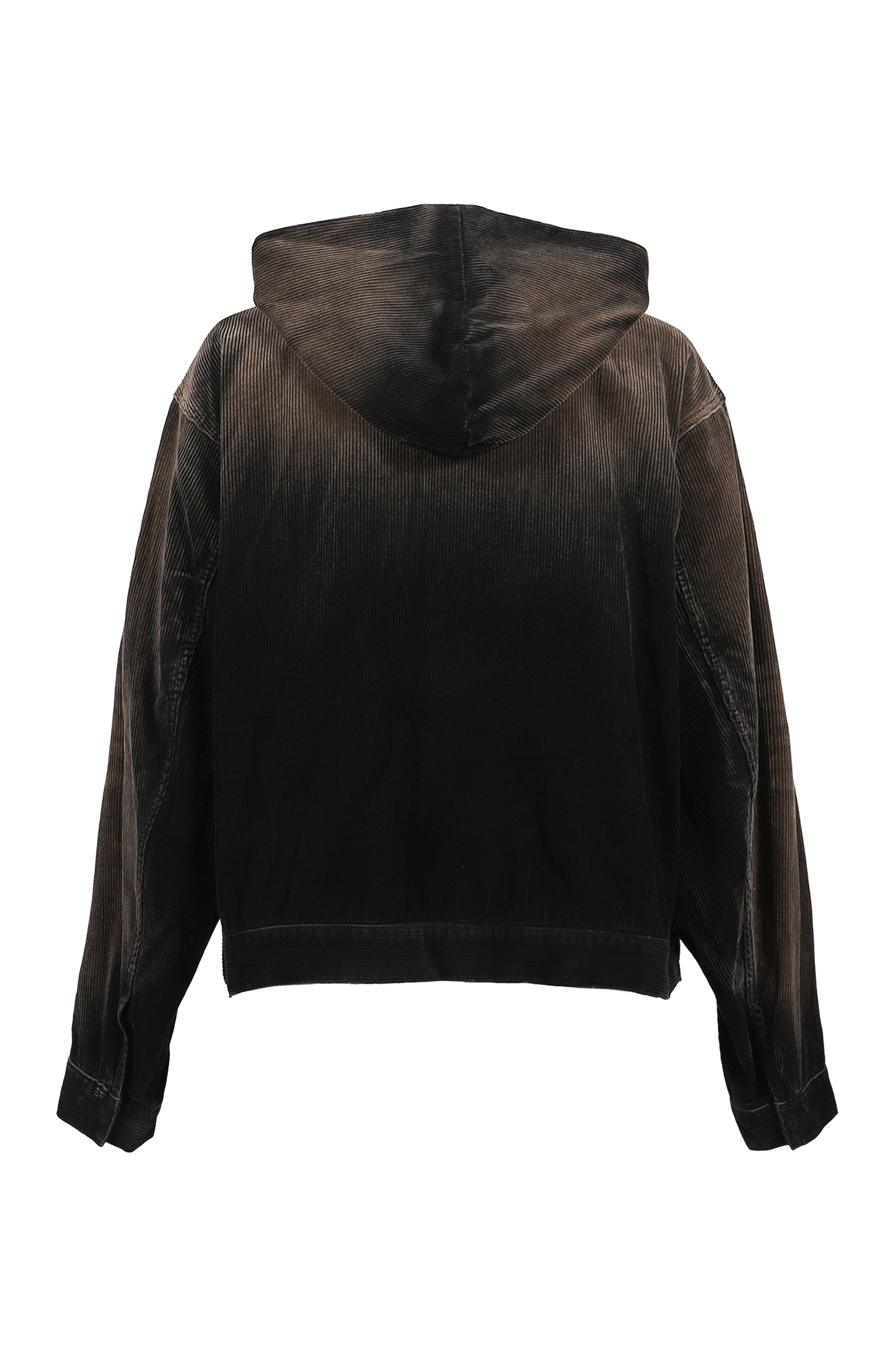 BLACK VINTAGE WASH CORDUROY HOODIE ZIP-UP / BLK